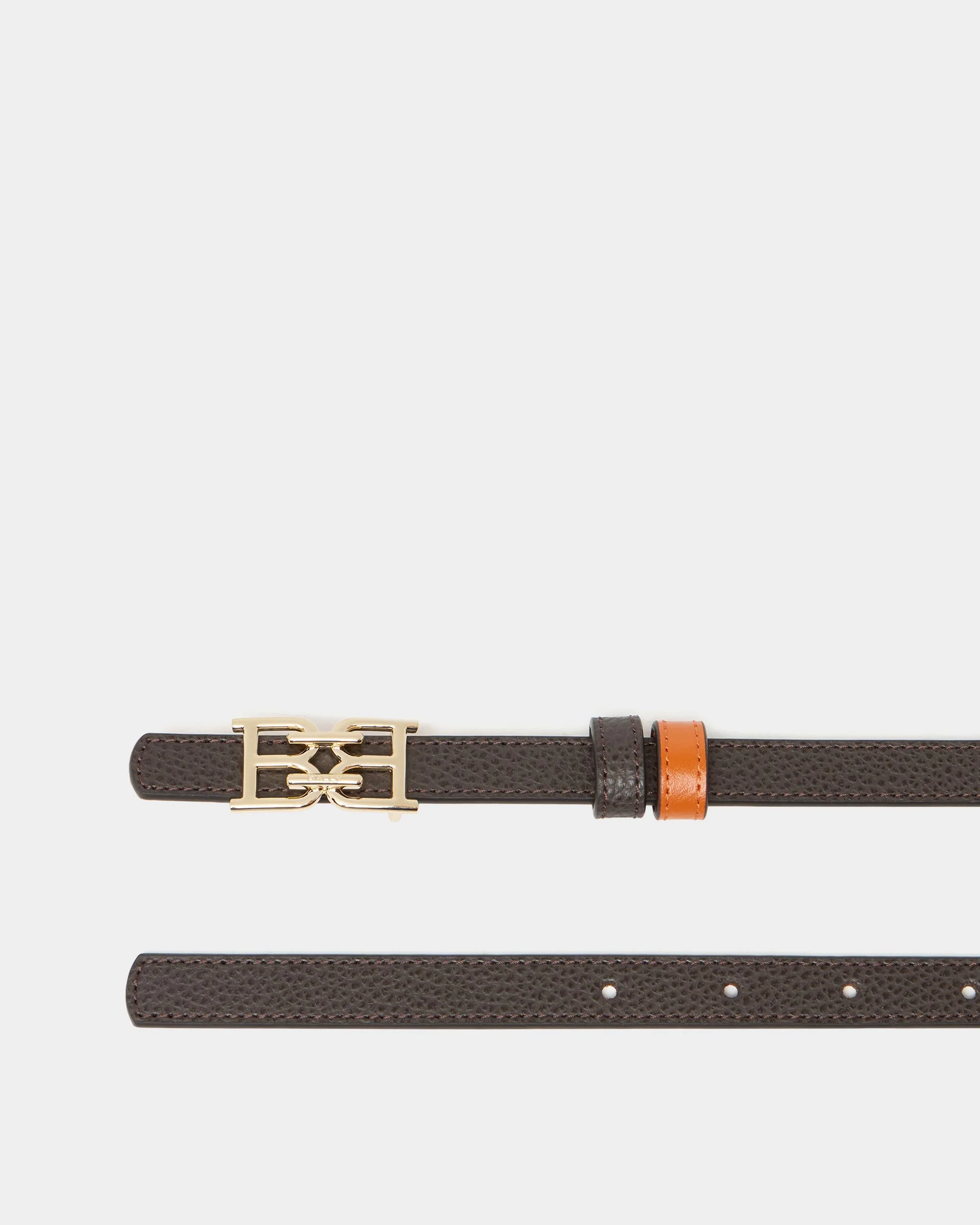 15 mm Reversible Belt In Orange and Brown Leather - Image 2