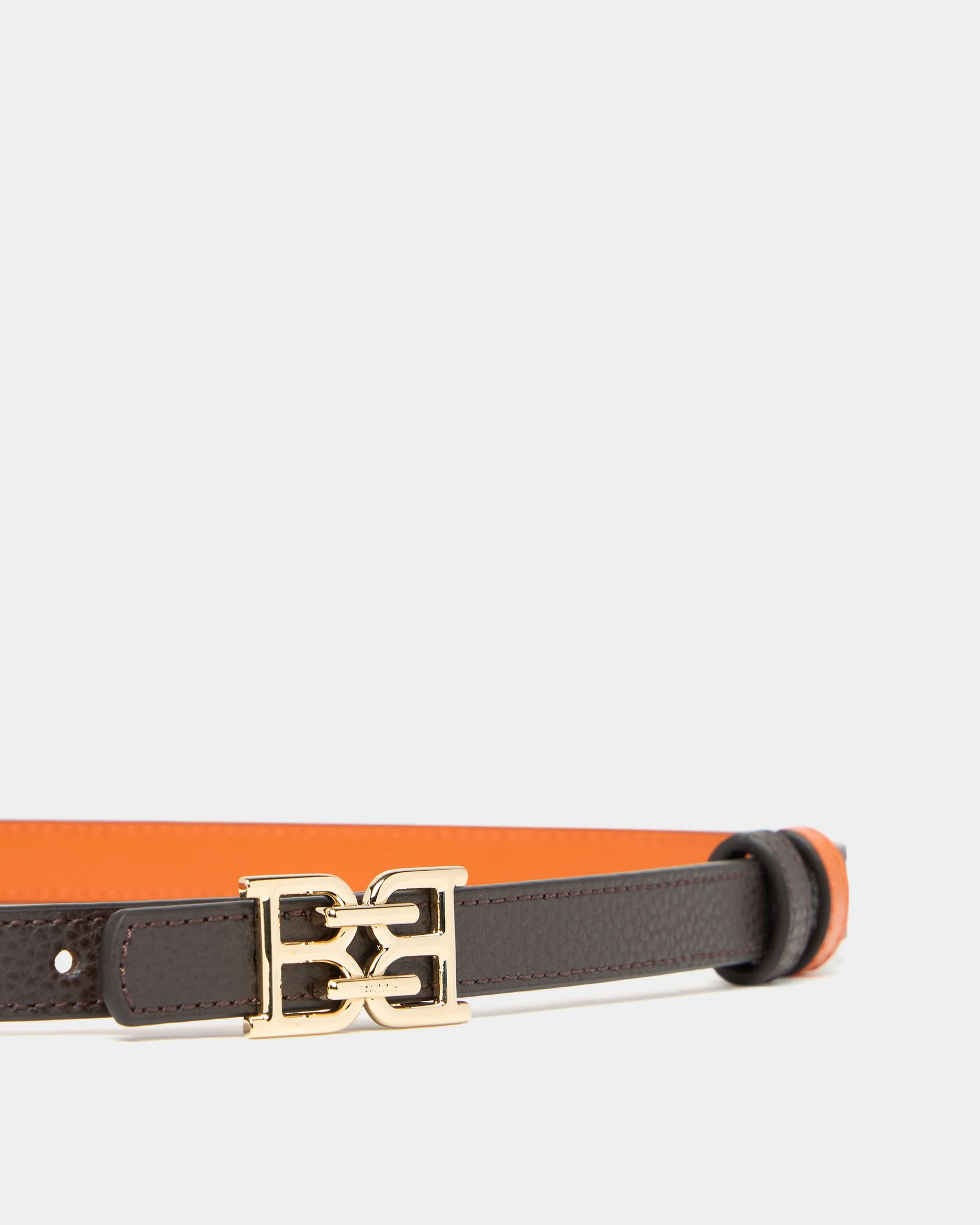 15 mm Reversible Belt In Orange and Brown Leather - Image 3