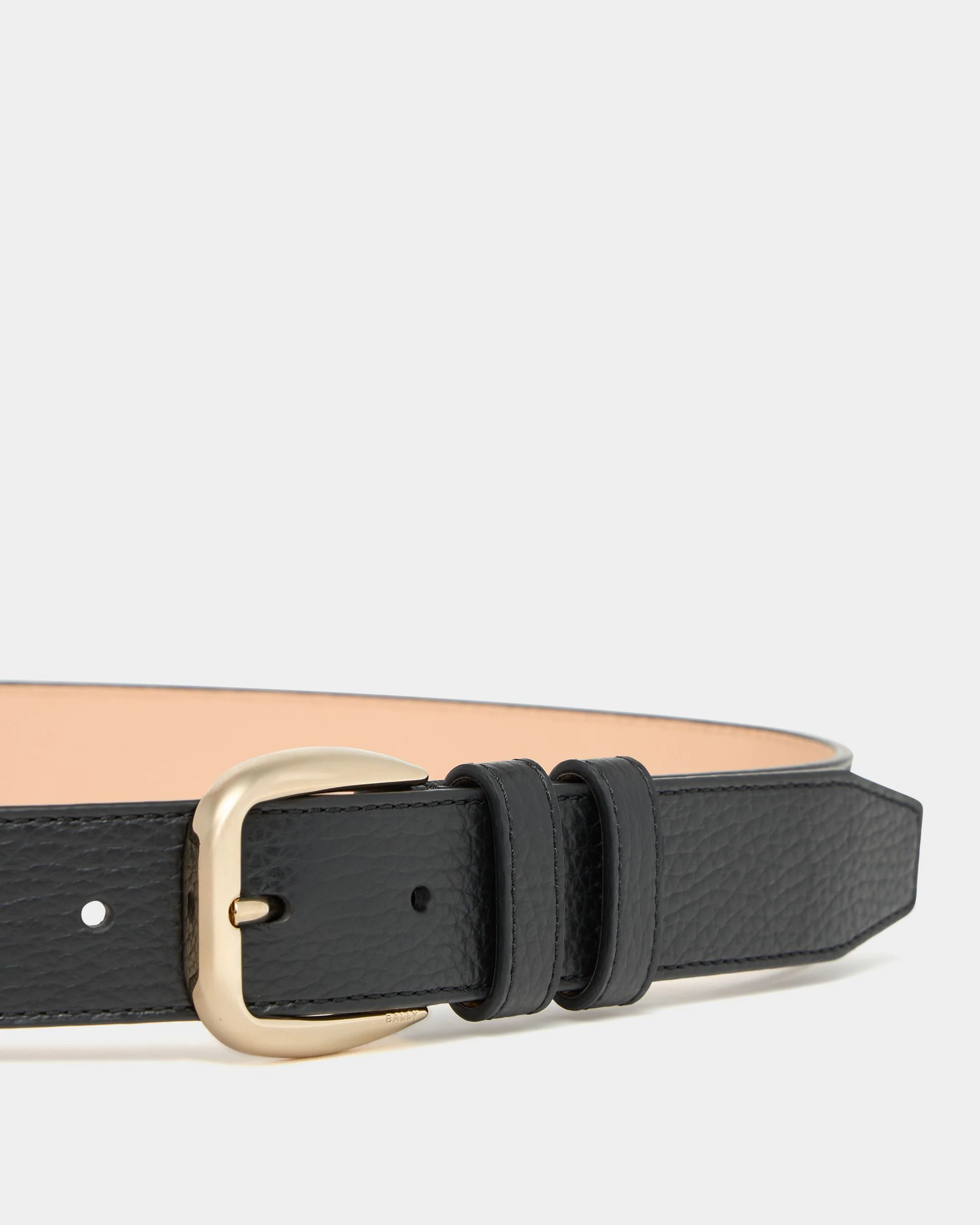30 mm Belt In Black Grained Leather - Image 3