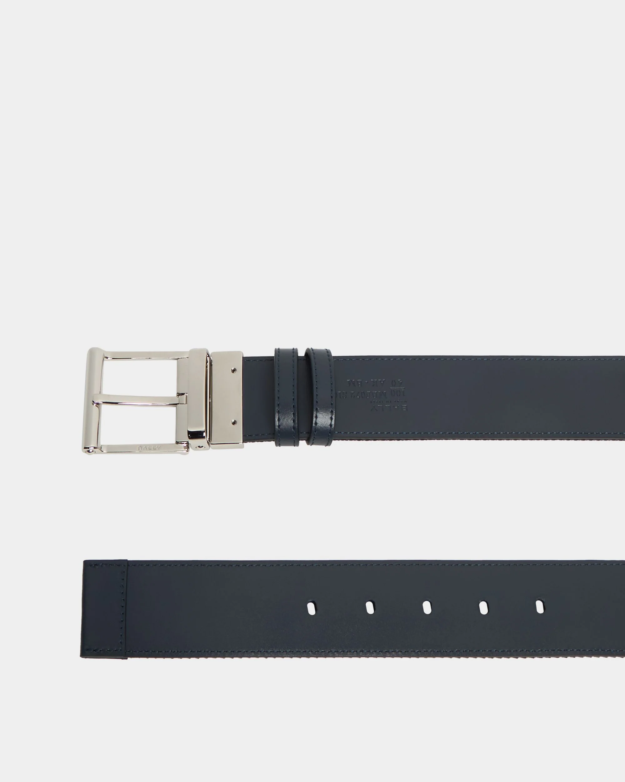 40 mm Reversible Belt In Blue Leather With a Bally Ribbon - Image 3