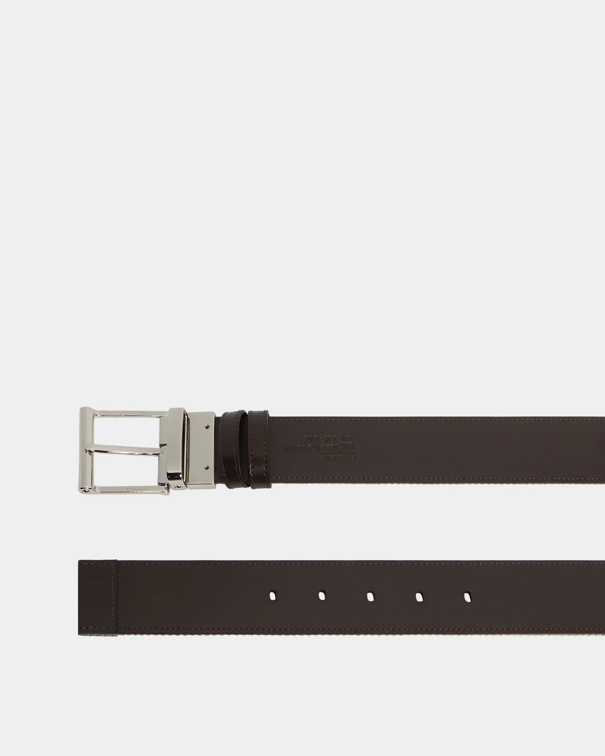 40 mm Reversible Belt In Brown Leather With a Bally Ribbon - Image 3