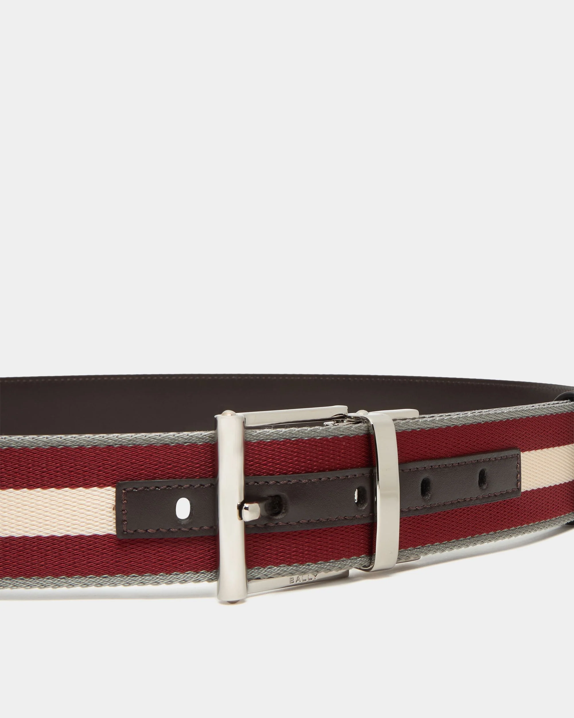 40 mm Reversible Belt In Brown Leather With a Bally Ribbon - Image 4