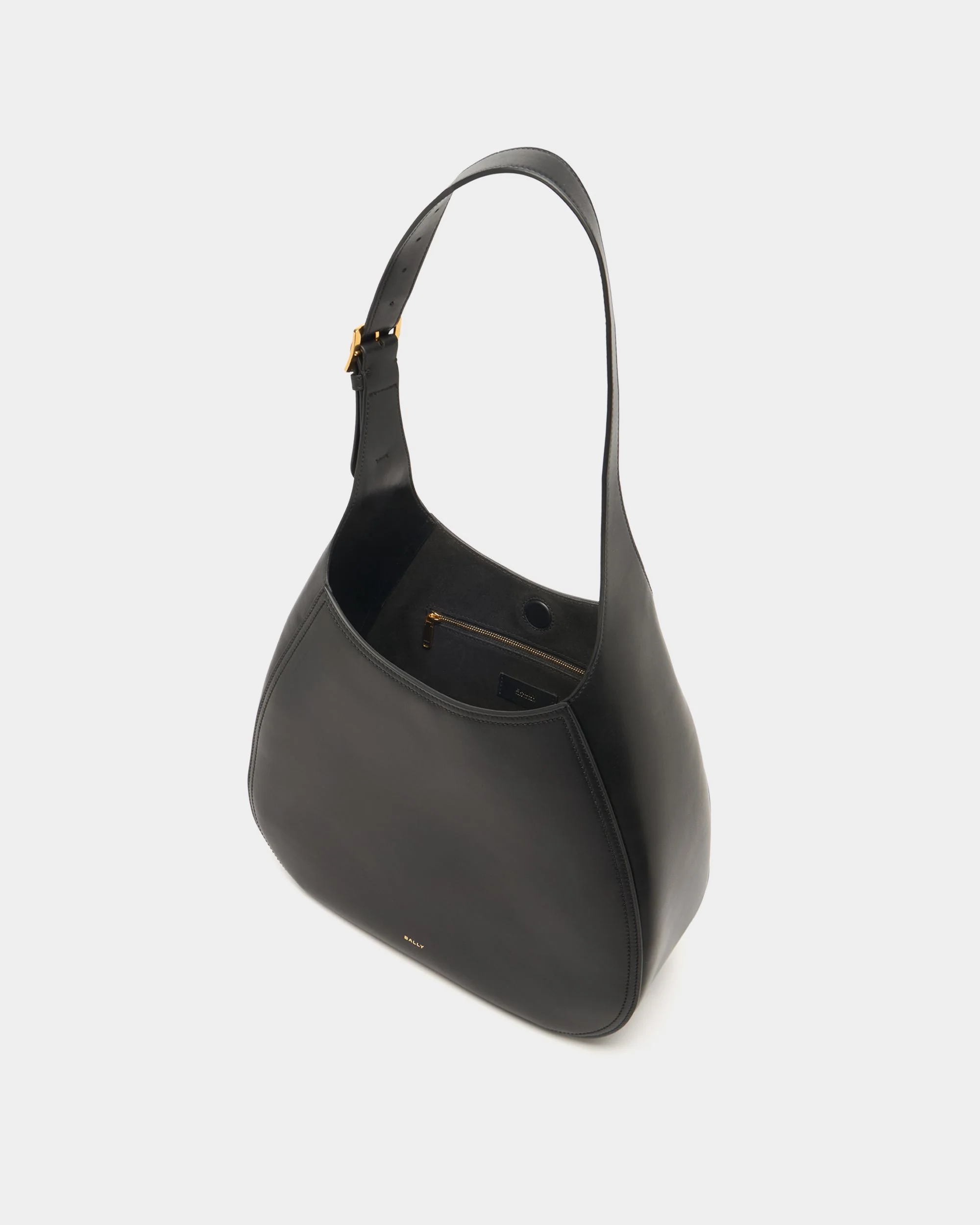 Althea Hobo Bag in Black Leather - Image 5