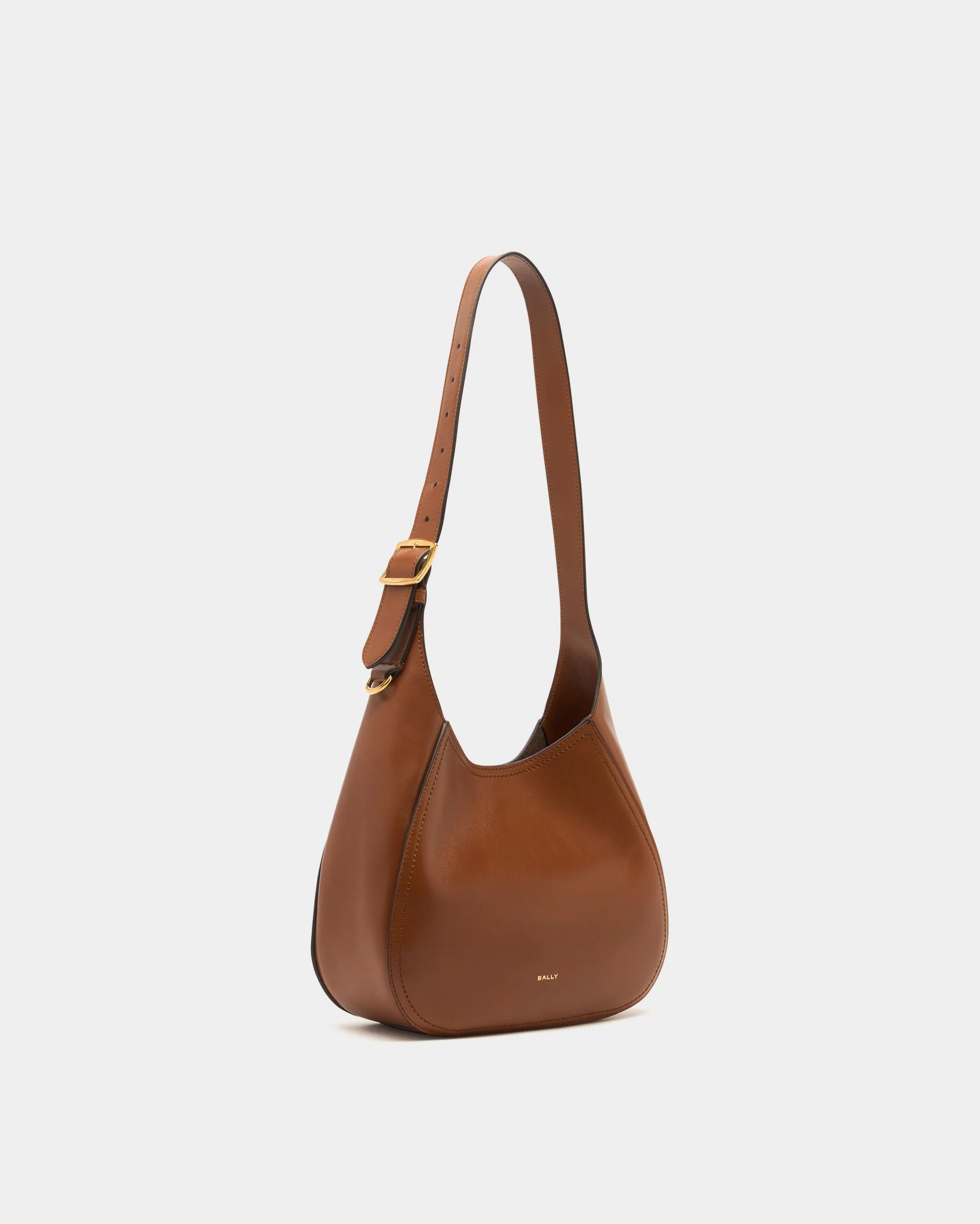 Althea Small Hobo Bag in Amber Brown Leather - Image 4