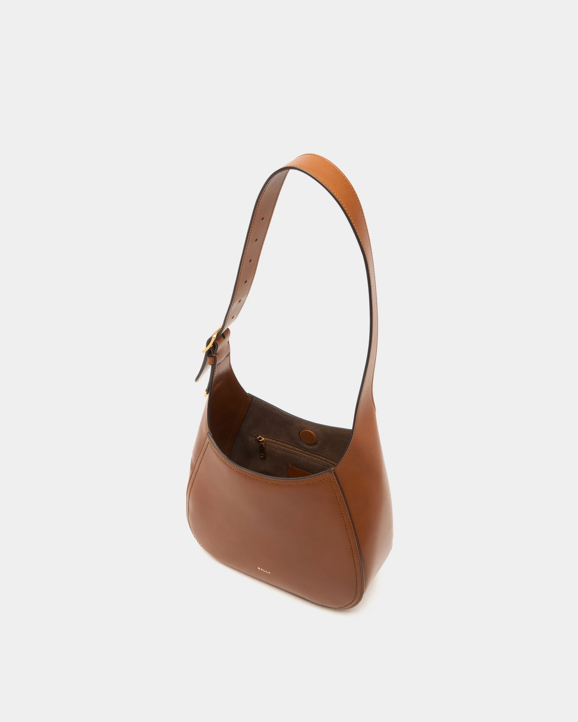 Althea Small Hobo Bag in Amber Brown Leather - Image 5