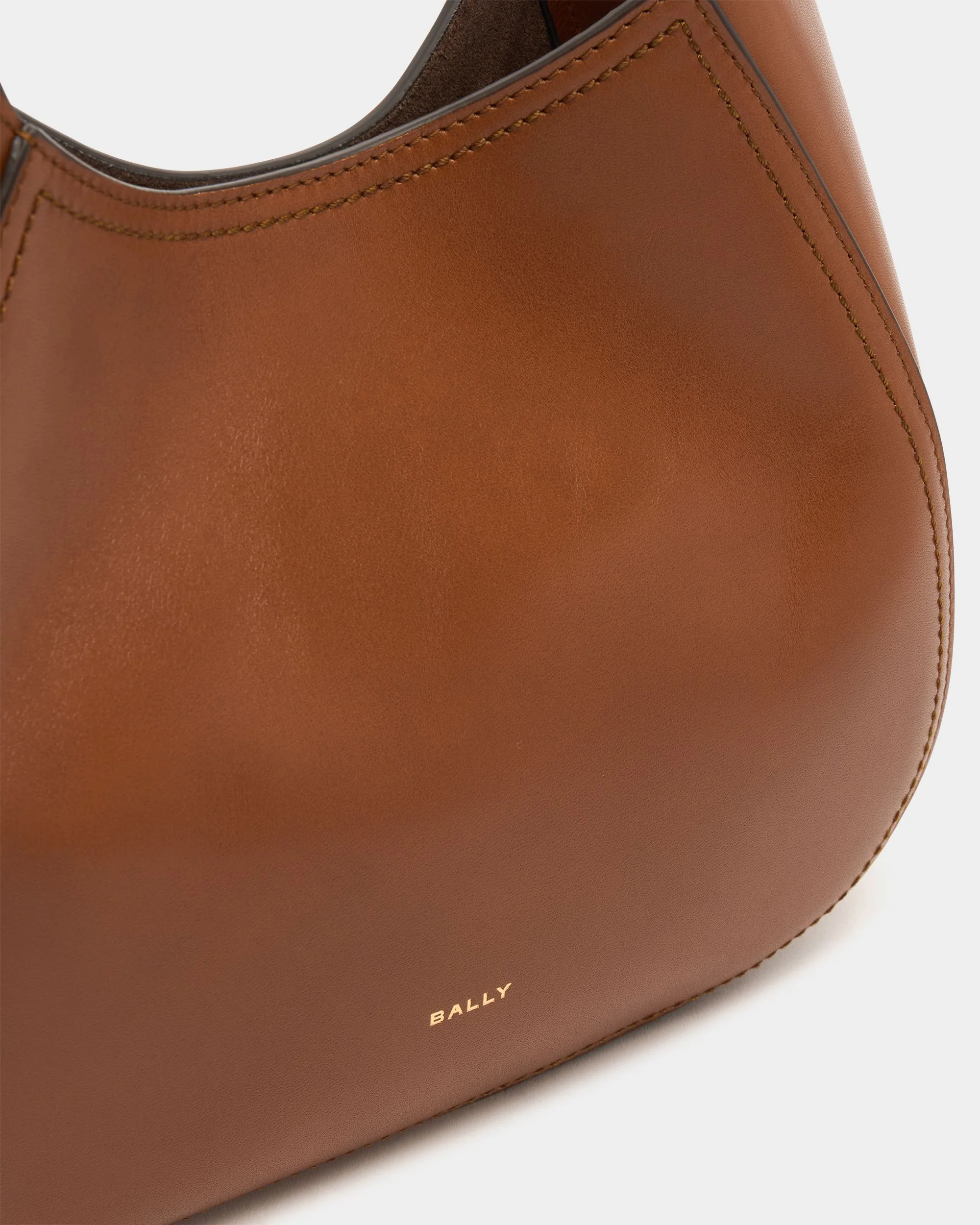Althea Small Hobo Bag in Amber Brown Leather - Image 6