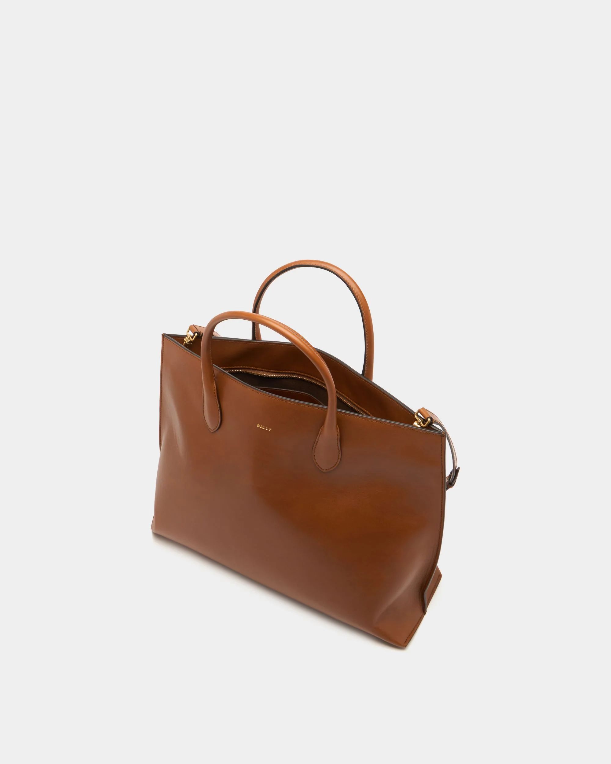 Althea Tote Bag in Amber Brown Leather - Image 4