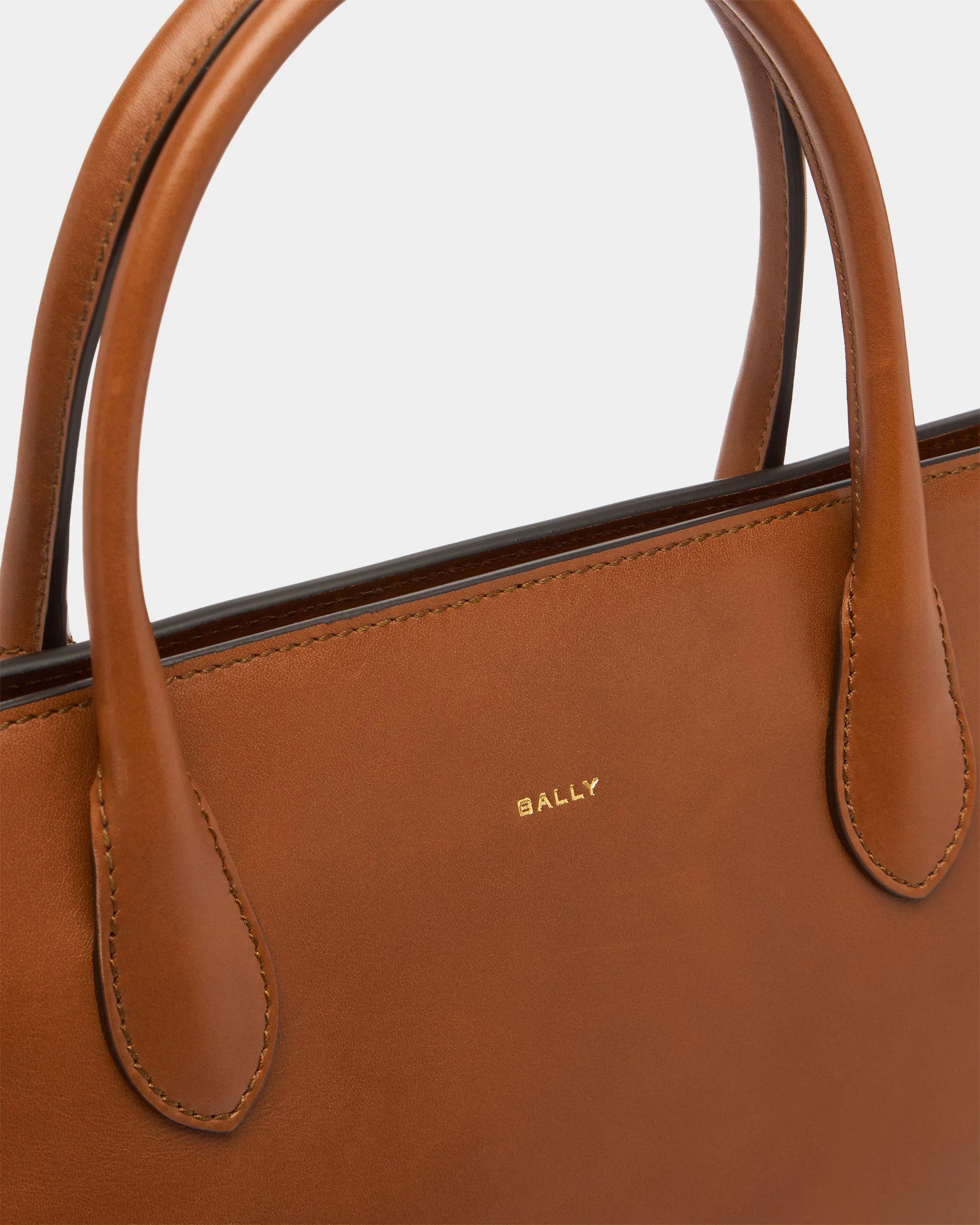 Althea Tote Bag in Amber Brown Leather - Image 5