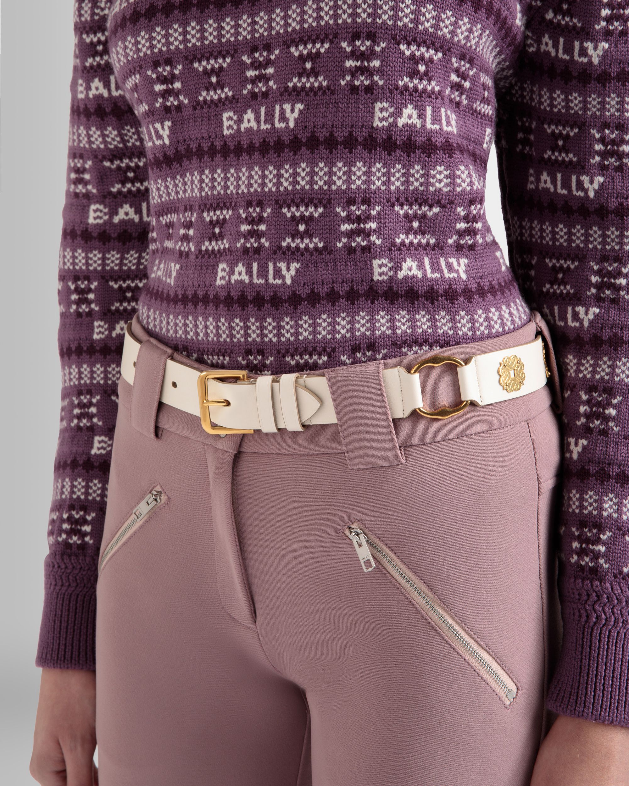 Arkle 95 cm Belt in White Leather - Image 3