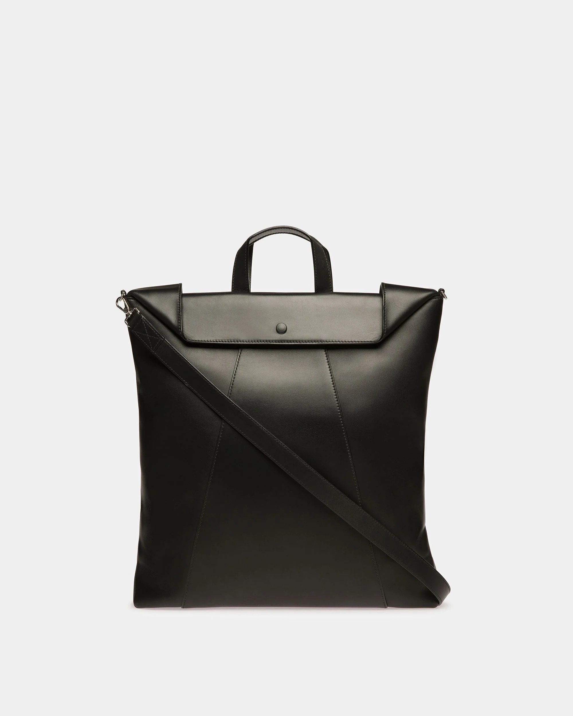 Ashy Leather Tote In Black - Image 3