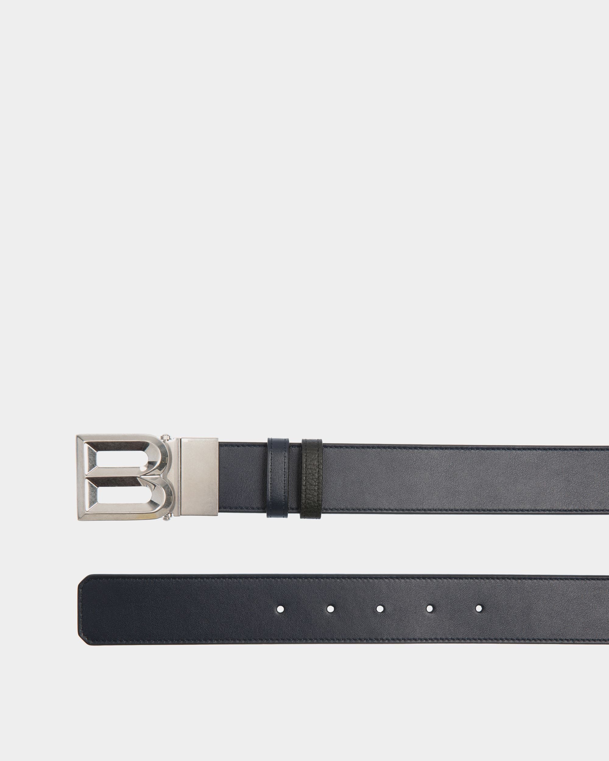 B Bold 35mm Reversible And Adjustable Belt In Navy Blue And Black Leather - Image 2
