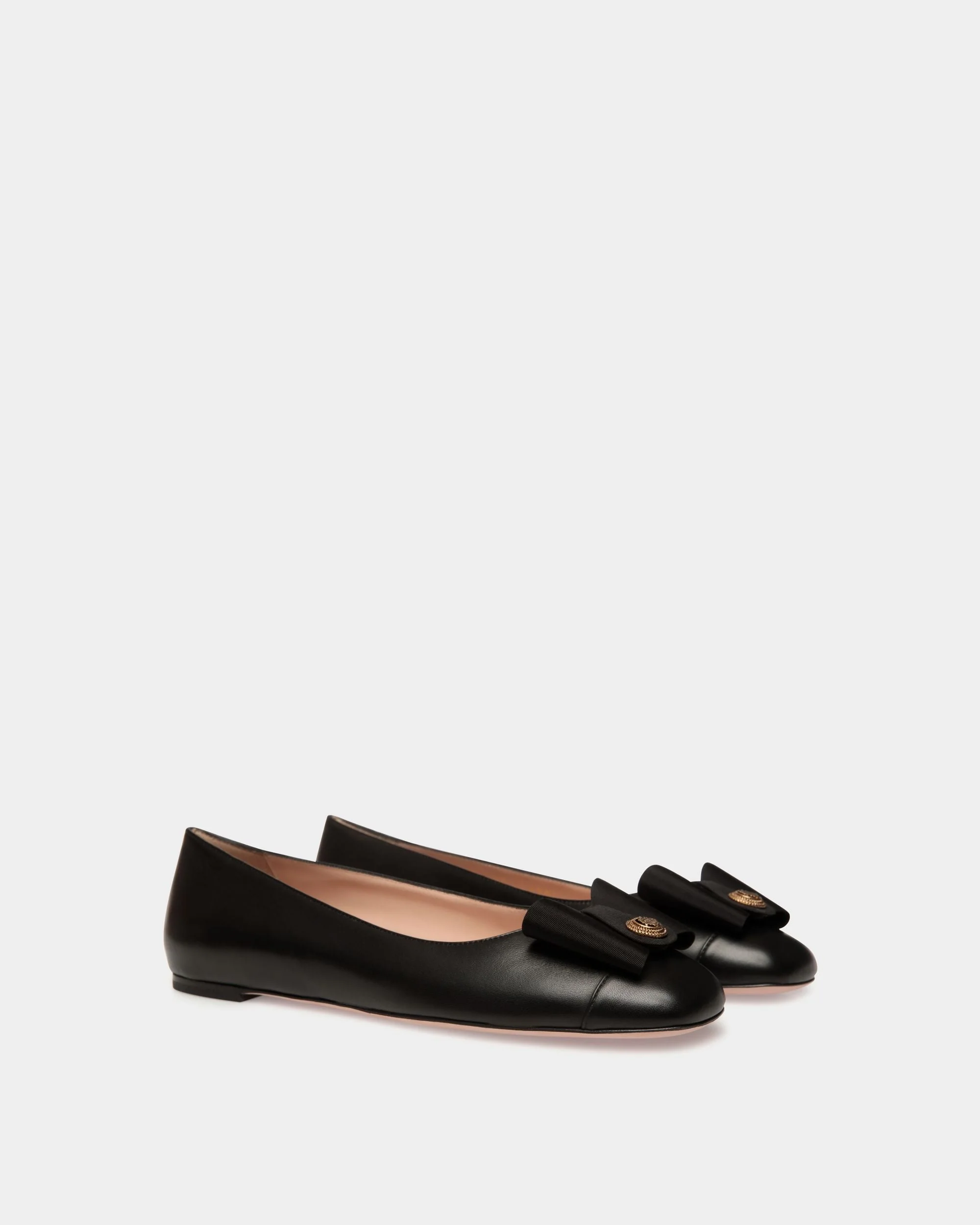 B-Bow Flat in Black Leather - Image 3