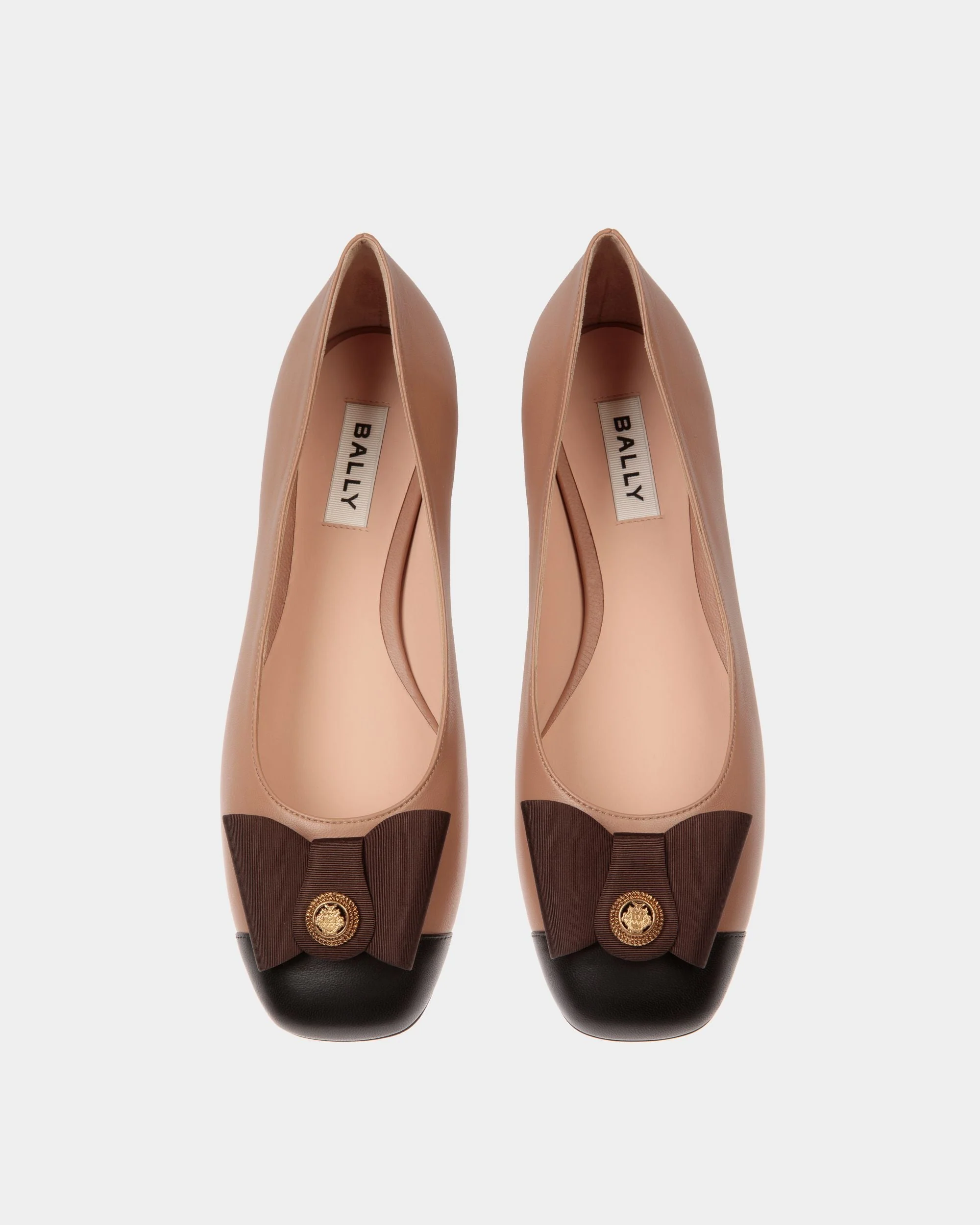 B-Bow Flat in Praline Beige Leather - Image 5