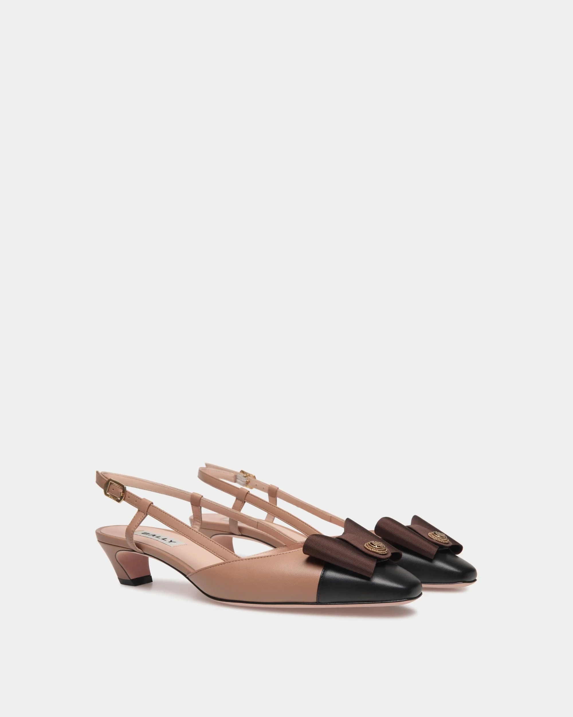 B-Bow Slingback Pump in Praline Beige Leather - Image 3
