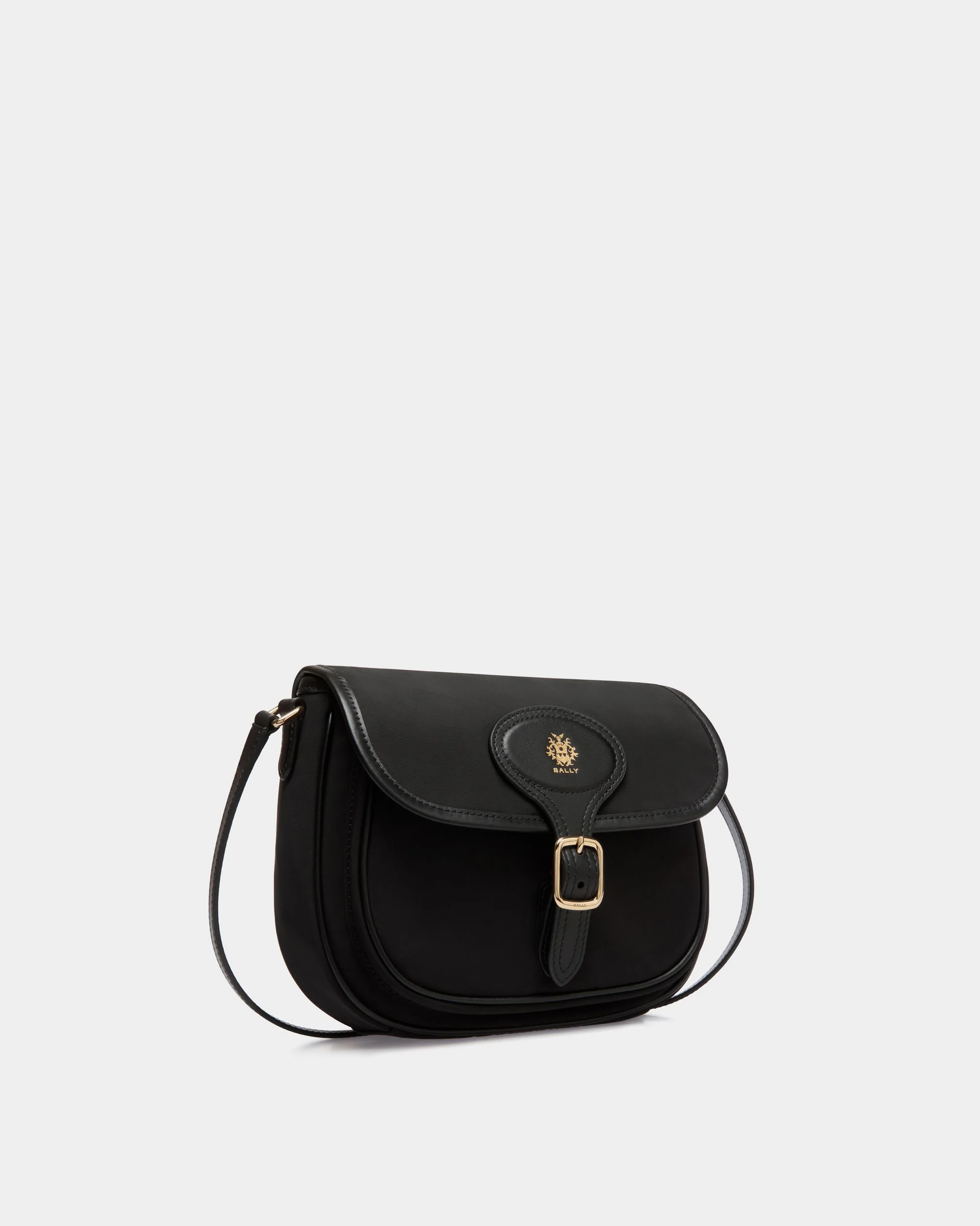 B-Light Small Crossbody Bag in Black Nylon and Leather - Image 3