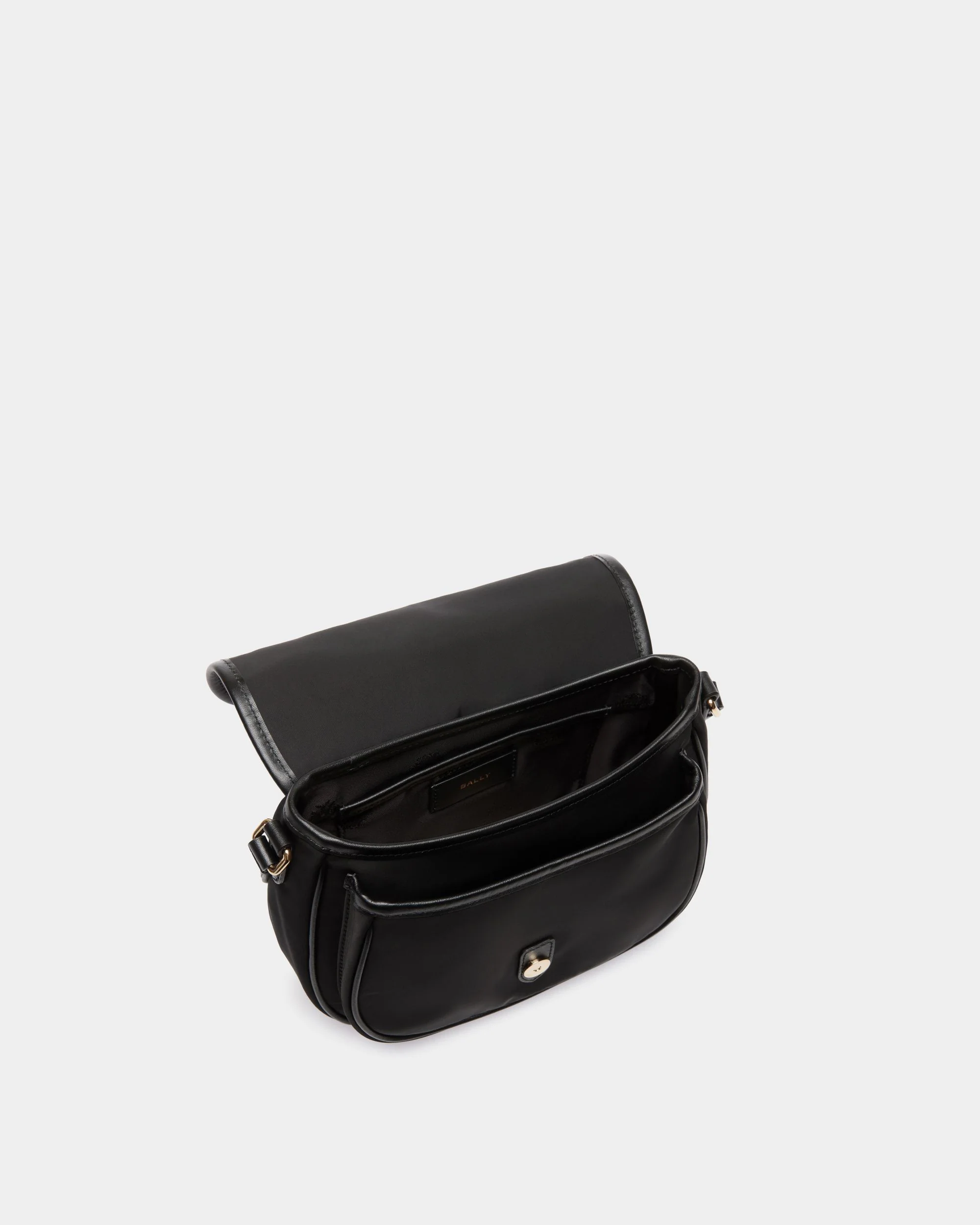 B-Light Small Crossbody Bag in Black Nylon and Leather - Image 4