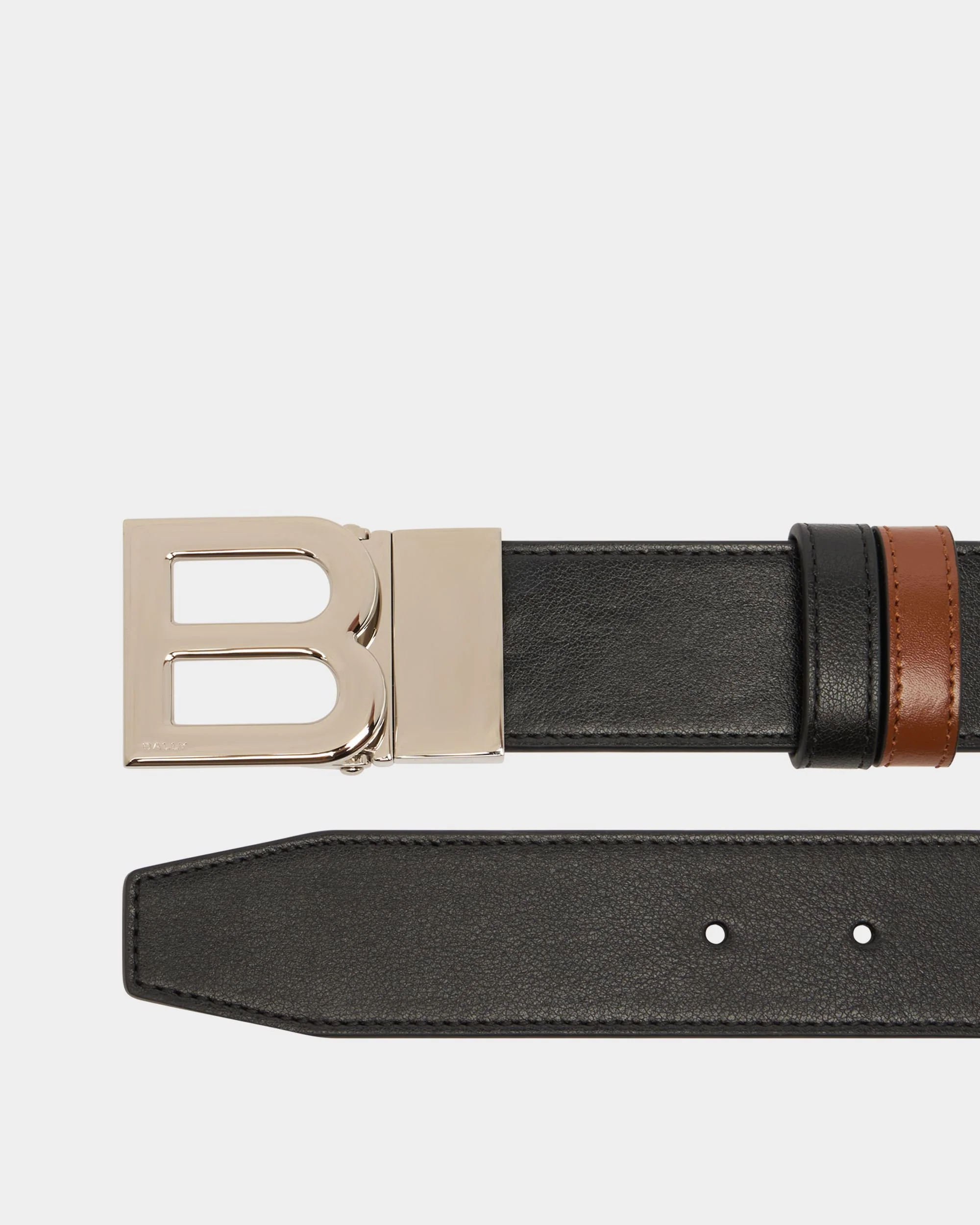 B Logo Adjustable And Reversible Belt in Black and Brown Leather - Image 2