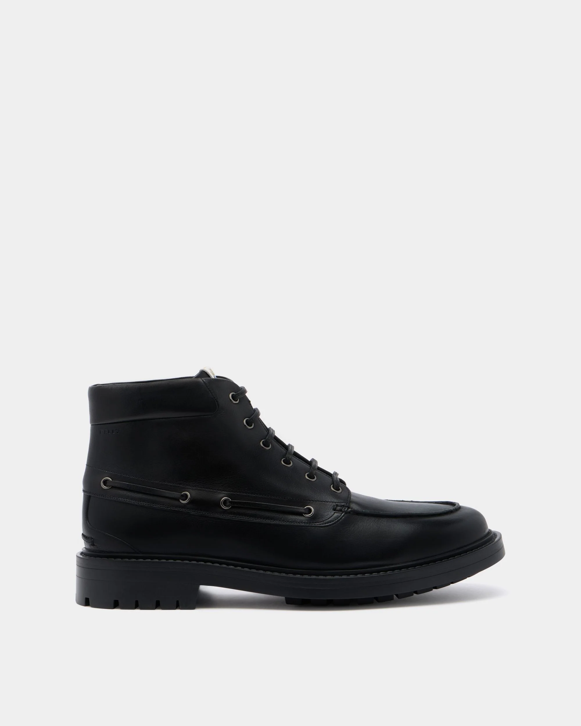 B-Lug Bootie in Black Leather