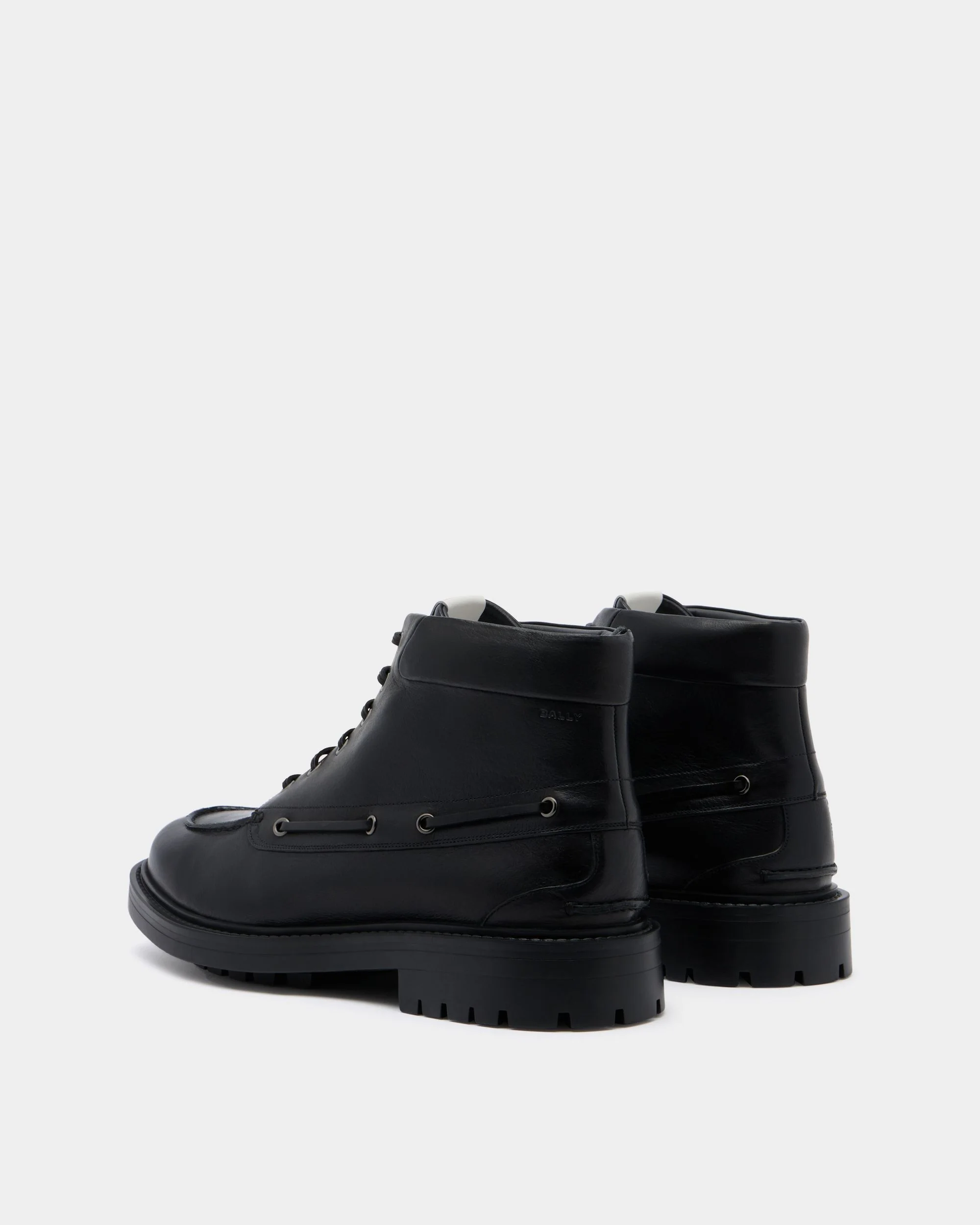 B-Lug Bootie in Black Leather - Image 3