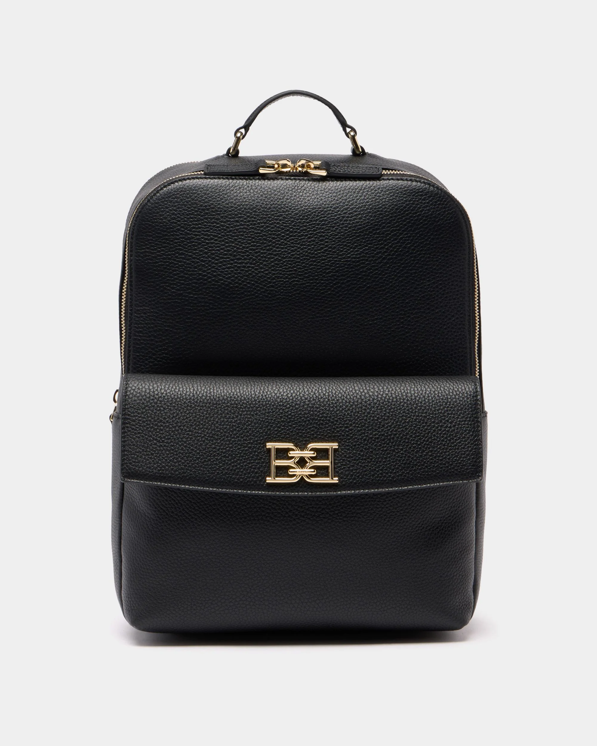 Backpack in Black Grained Leather
