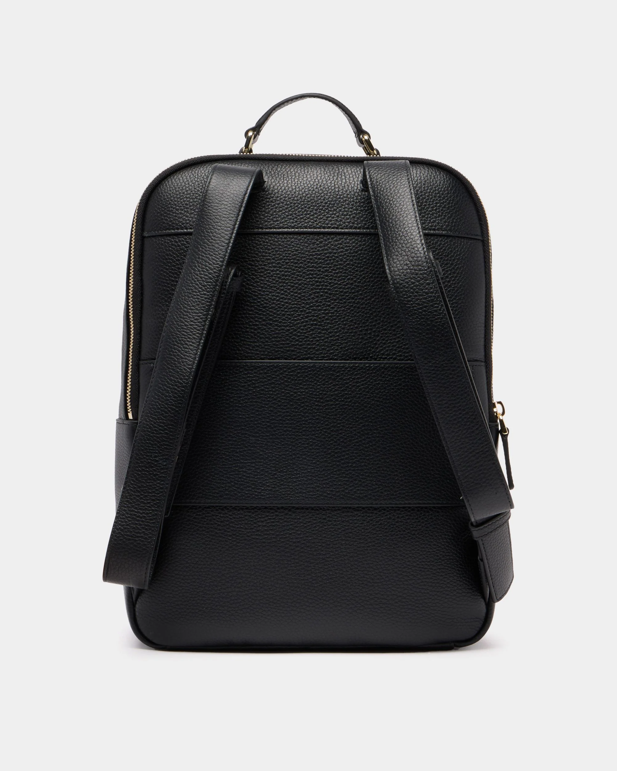 Backpack in Black Grained Leather - Image 3