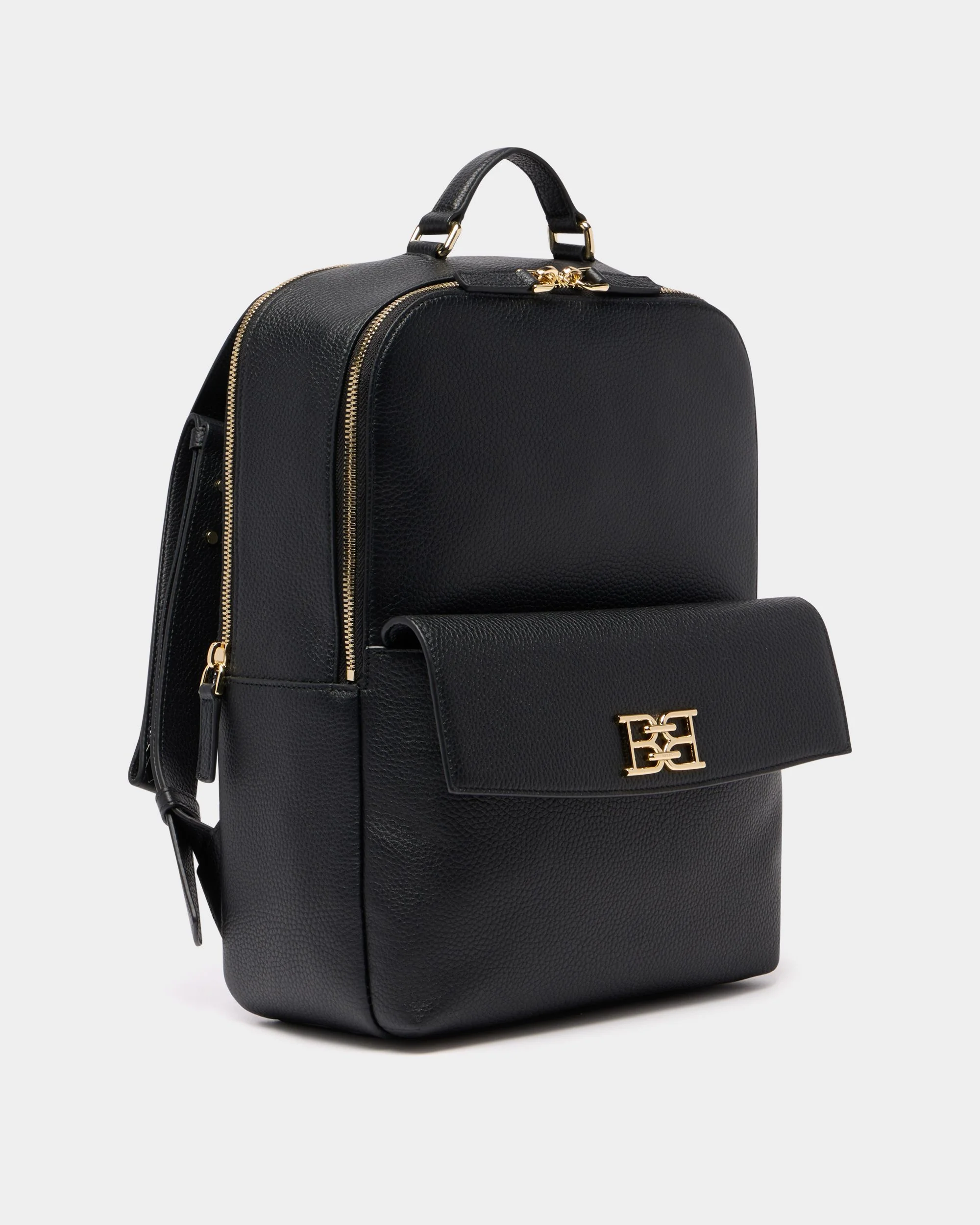 Backpack in Black Grained Leather - Image 4