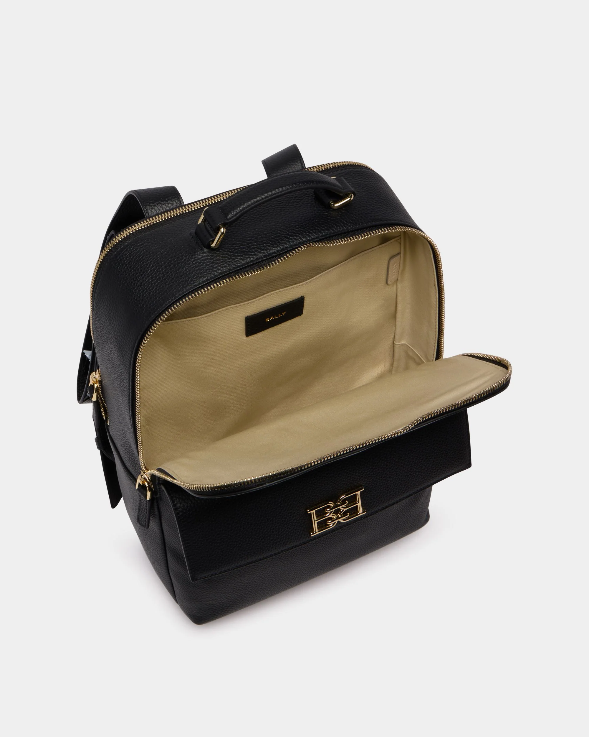 Backpack in Black Grained Leather - Image 5