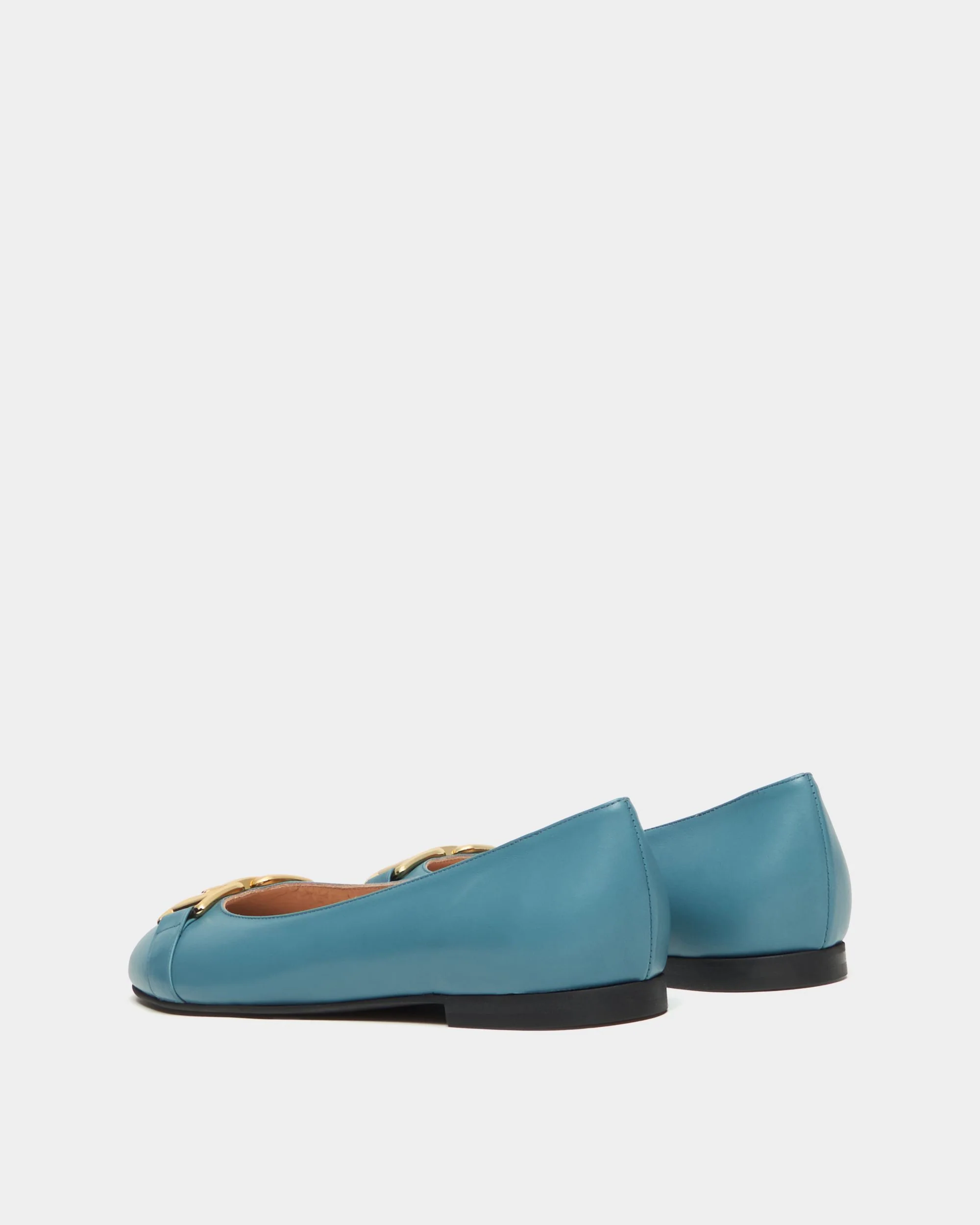 Ballerina Ballet Flat In Light Blue Leather - Image 4