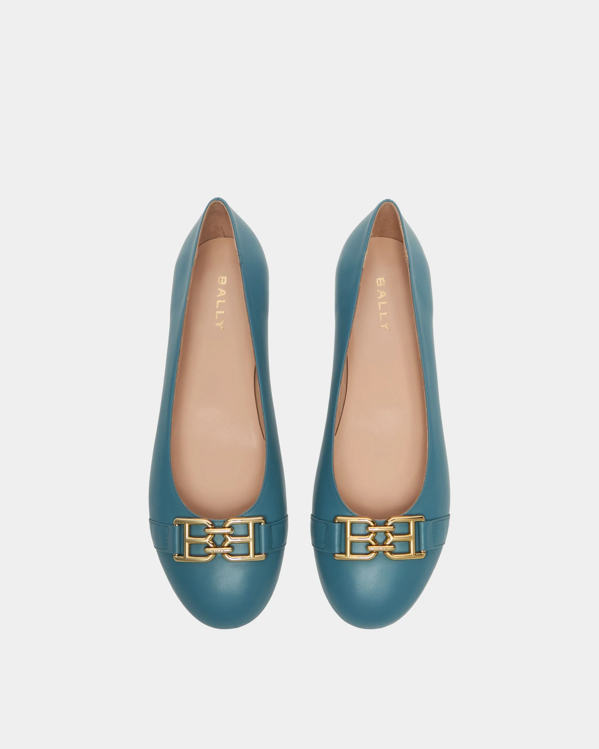 Ballerina Ballet Flat In Light Blue Leather - Image 5