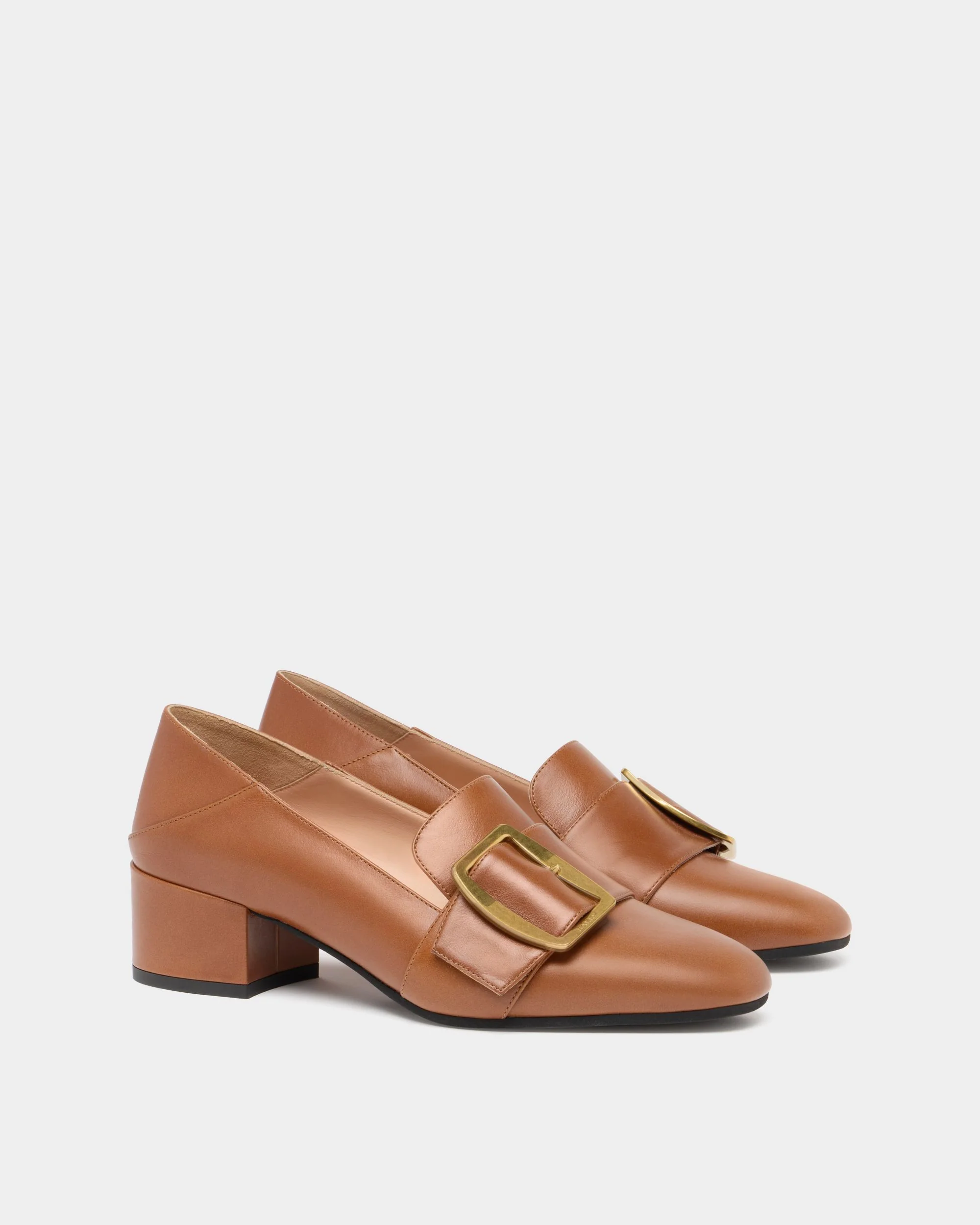 Bally Boucle Pump in Amber Brown Leather - Image 2