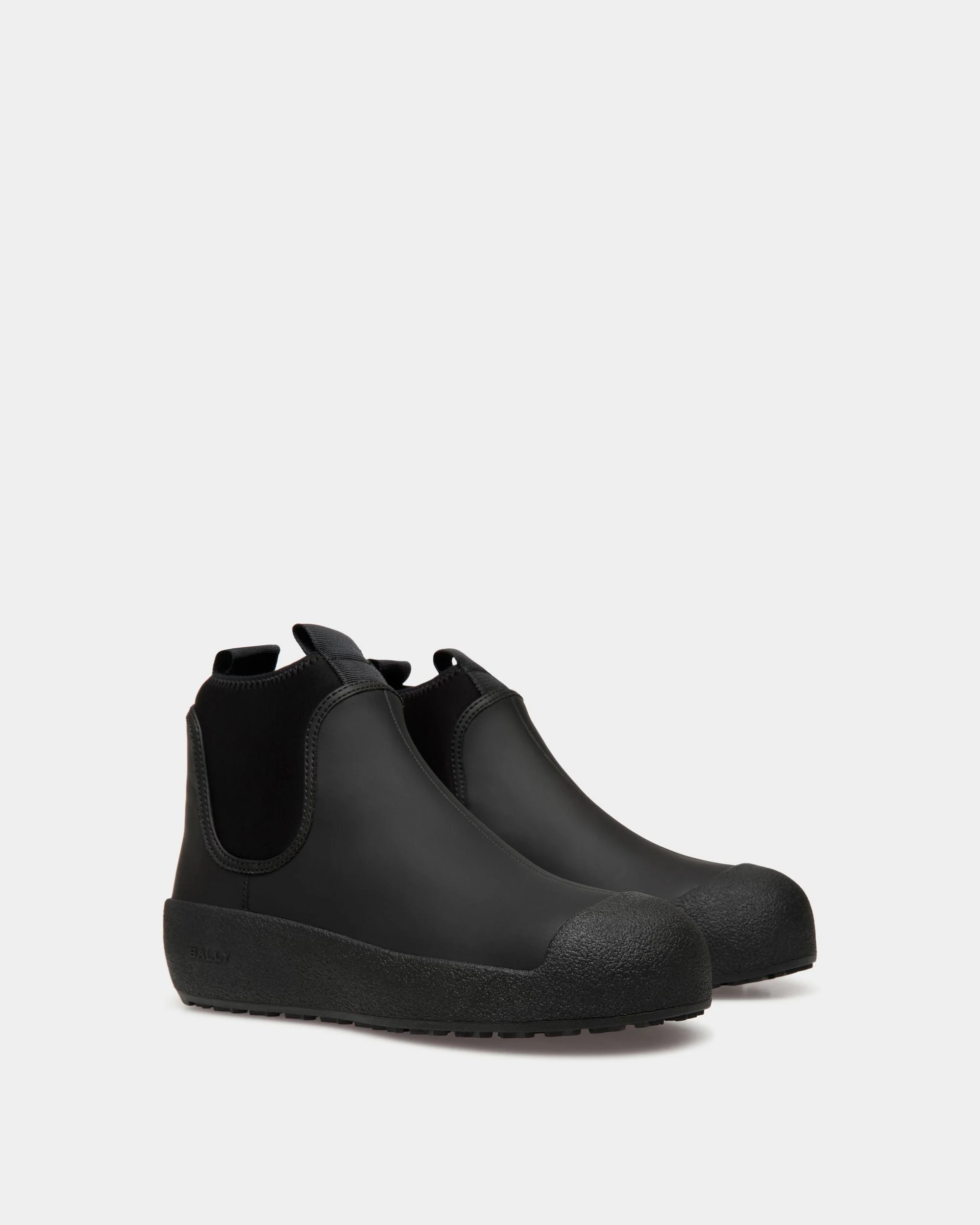 Bally Curling Bootie in Black Rubberized Leather - Image 3