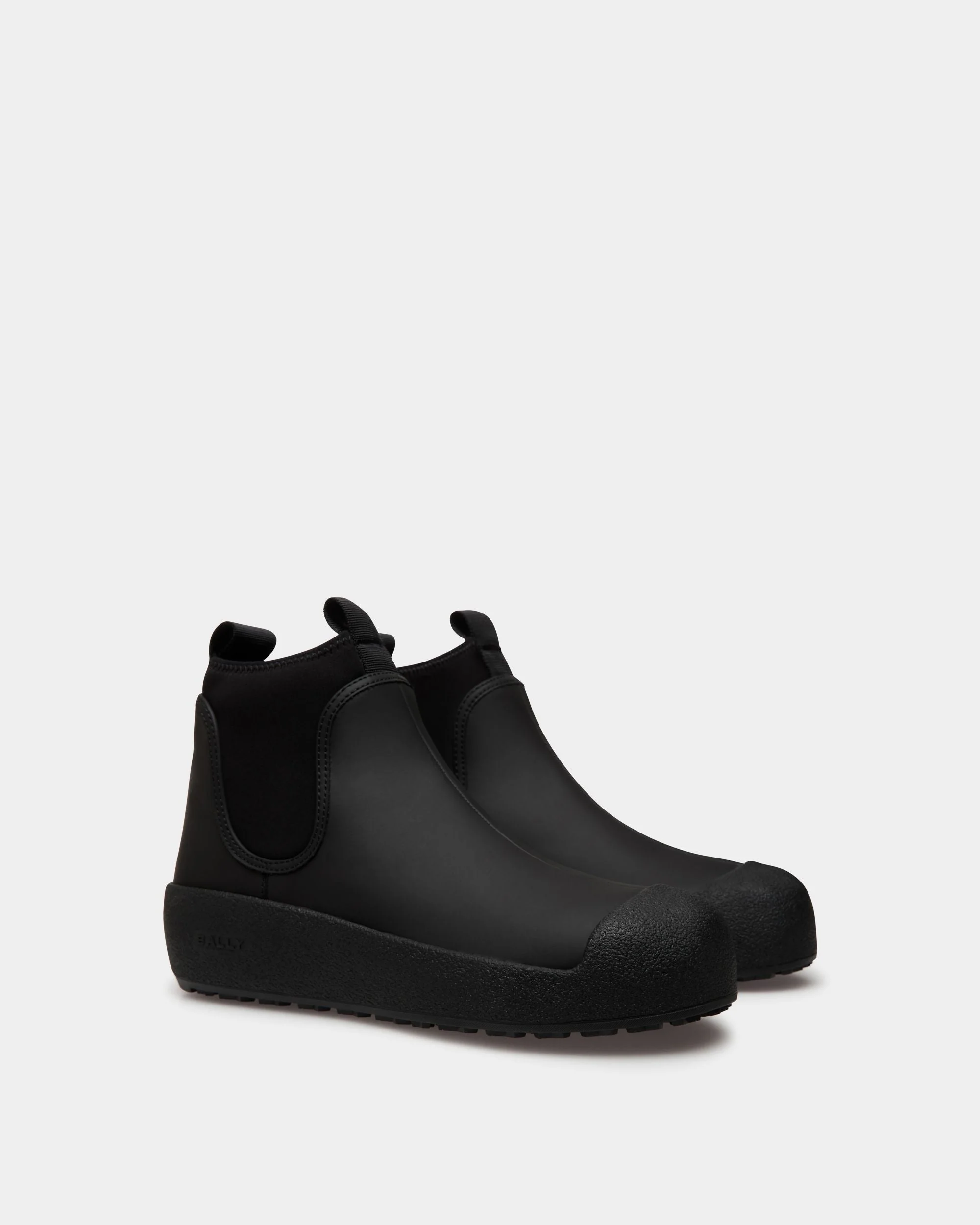 Bally Curling Bootie in Black Rubberized Leather - Image 2