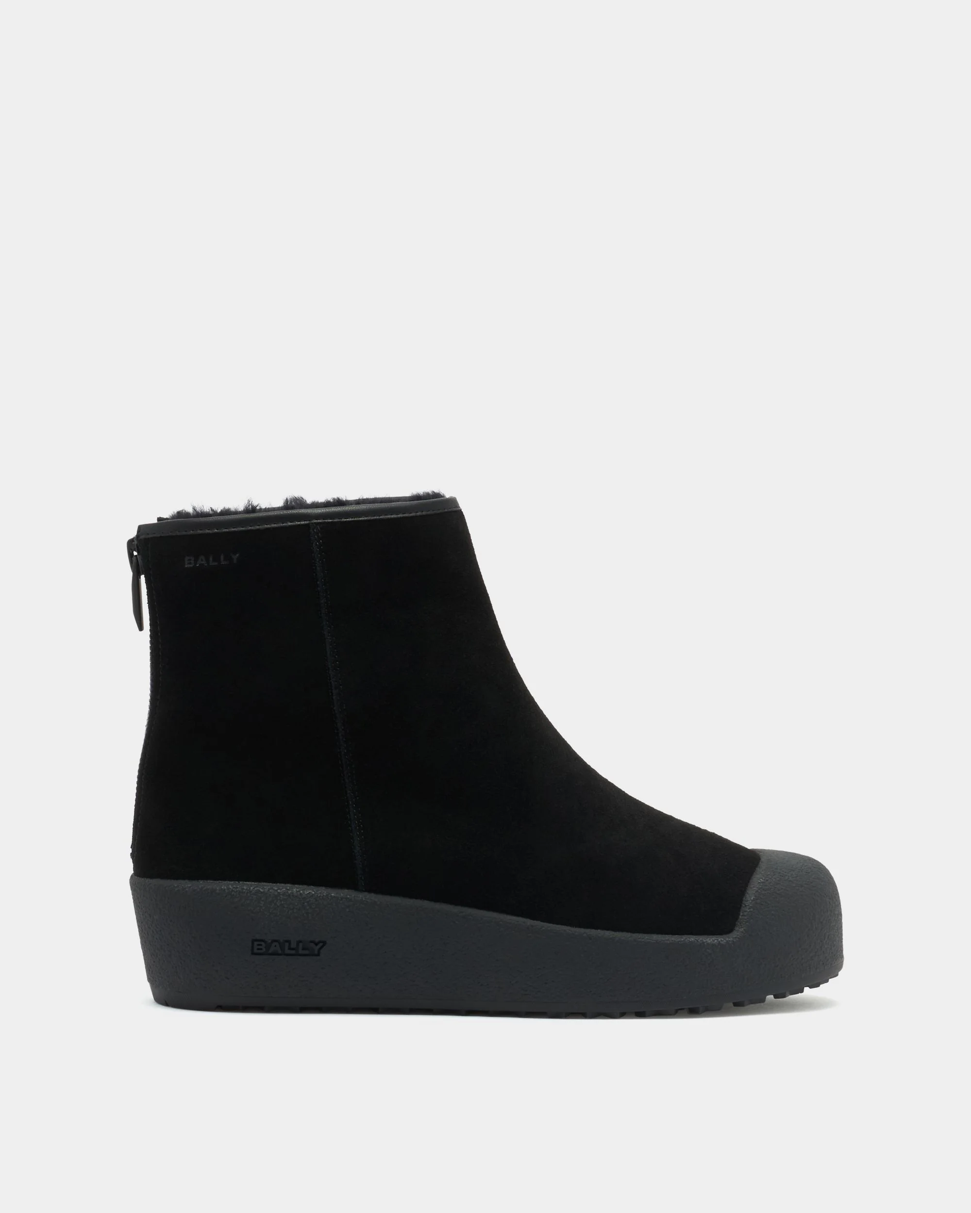 Bally Curling Bootie in Black Suede