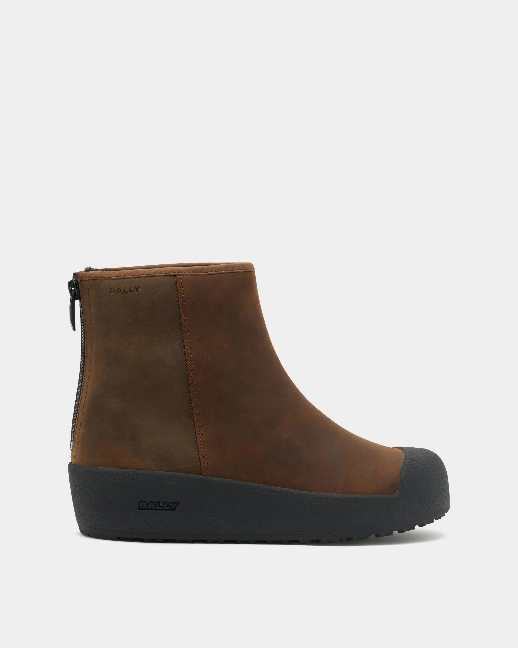 Bally Curling Bootie in Brown Nubuck