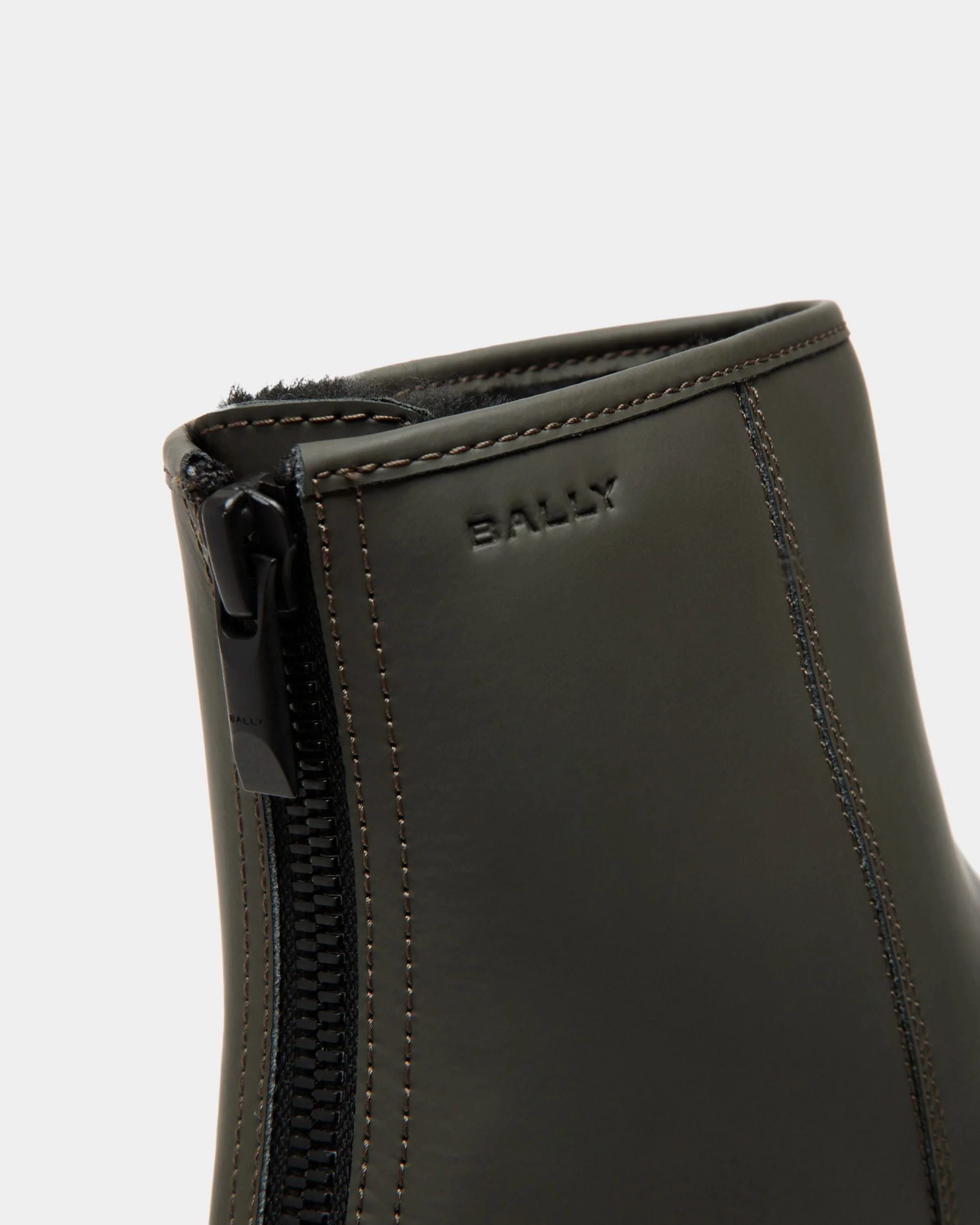 Bally Curling Bootie in Military Green Rubberized Leather - Image 6