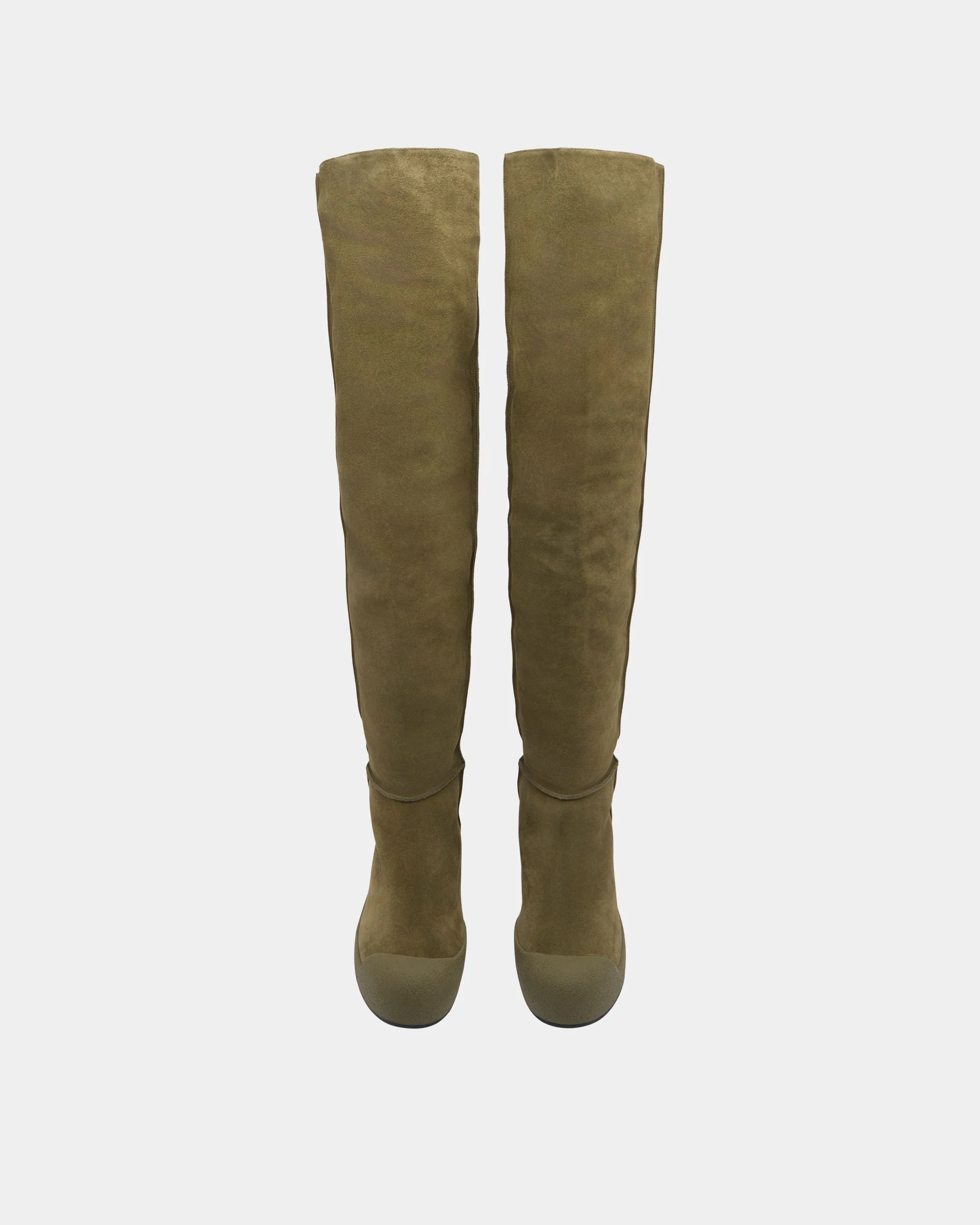 Bally Curling Over-the-knee Boot in Military Green Suede - Image 5