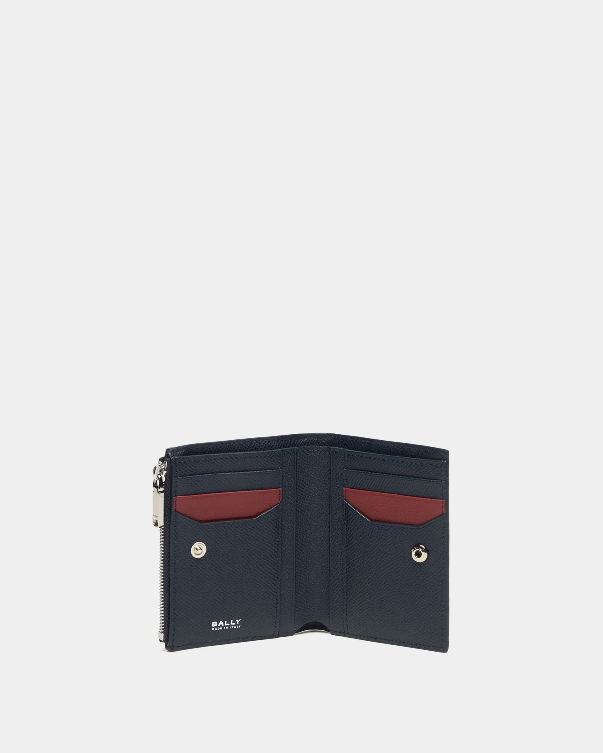 Bally Essential Bifold Wallet in Navy Blue Grained Leather - Image 3