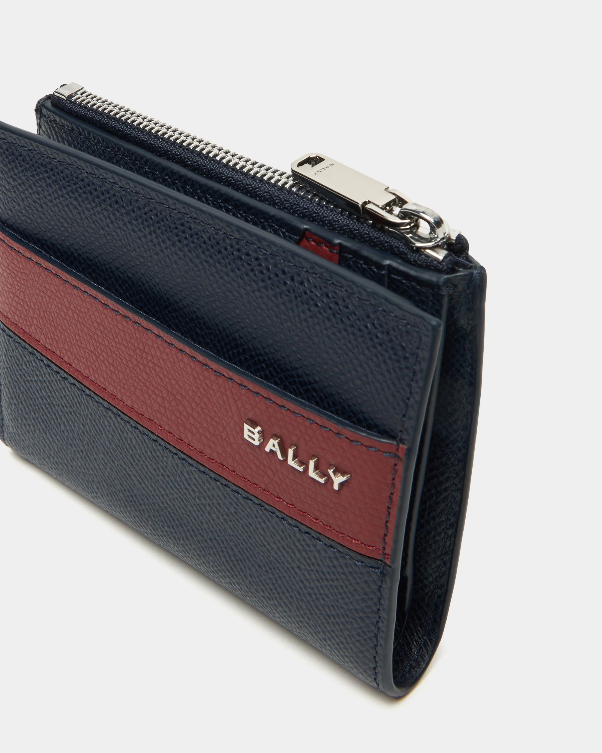 Bally Essential Bifold Wallet in Navy Blue Grained Leather - Image 4