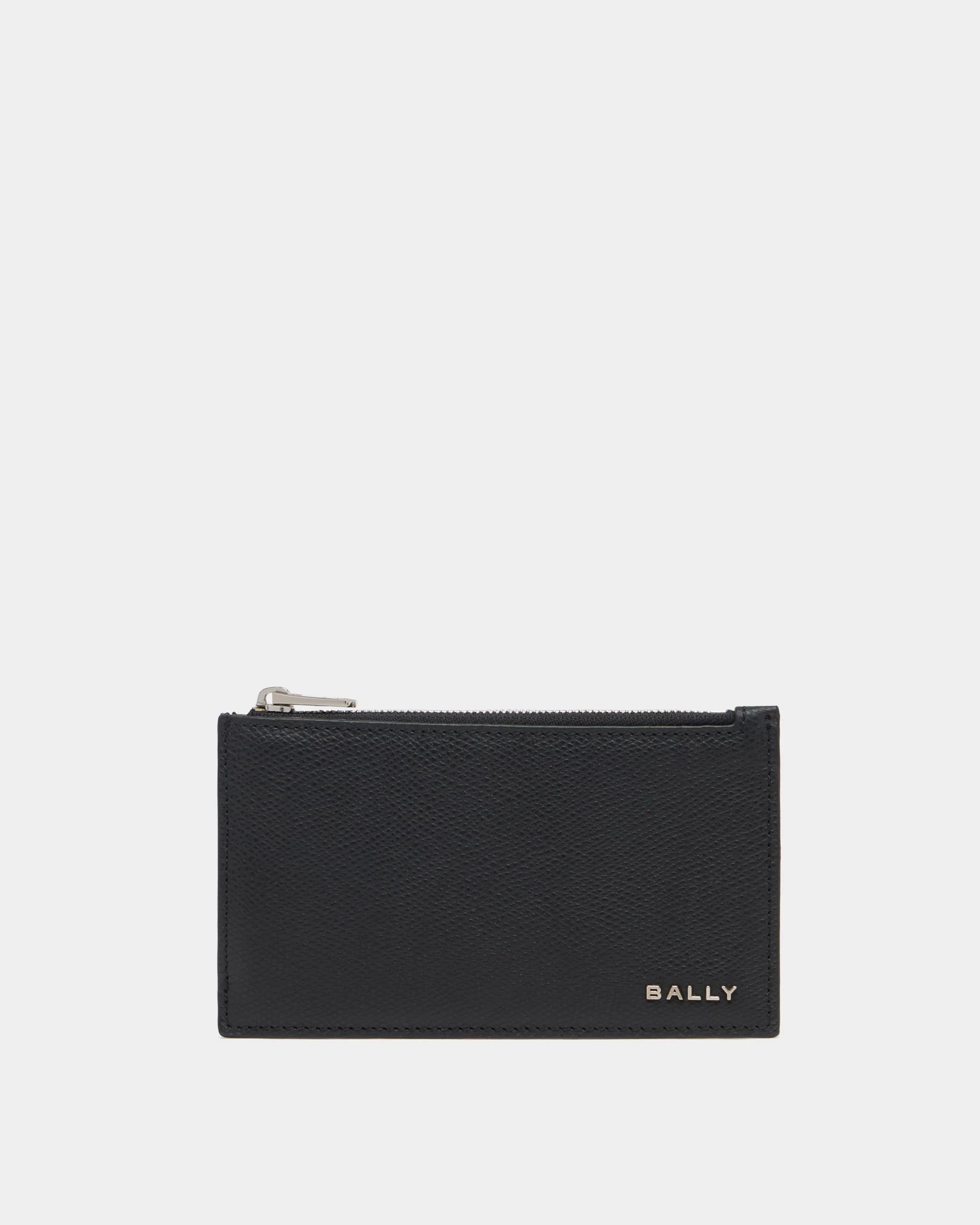 Bally Essential Card Holder in Black Grained Leather