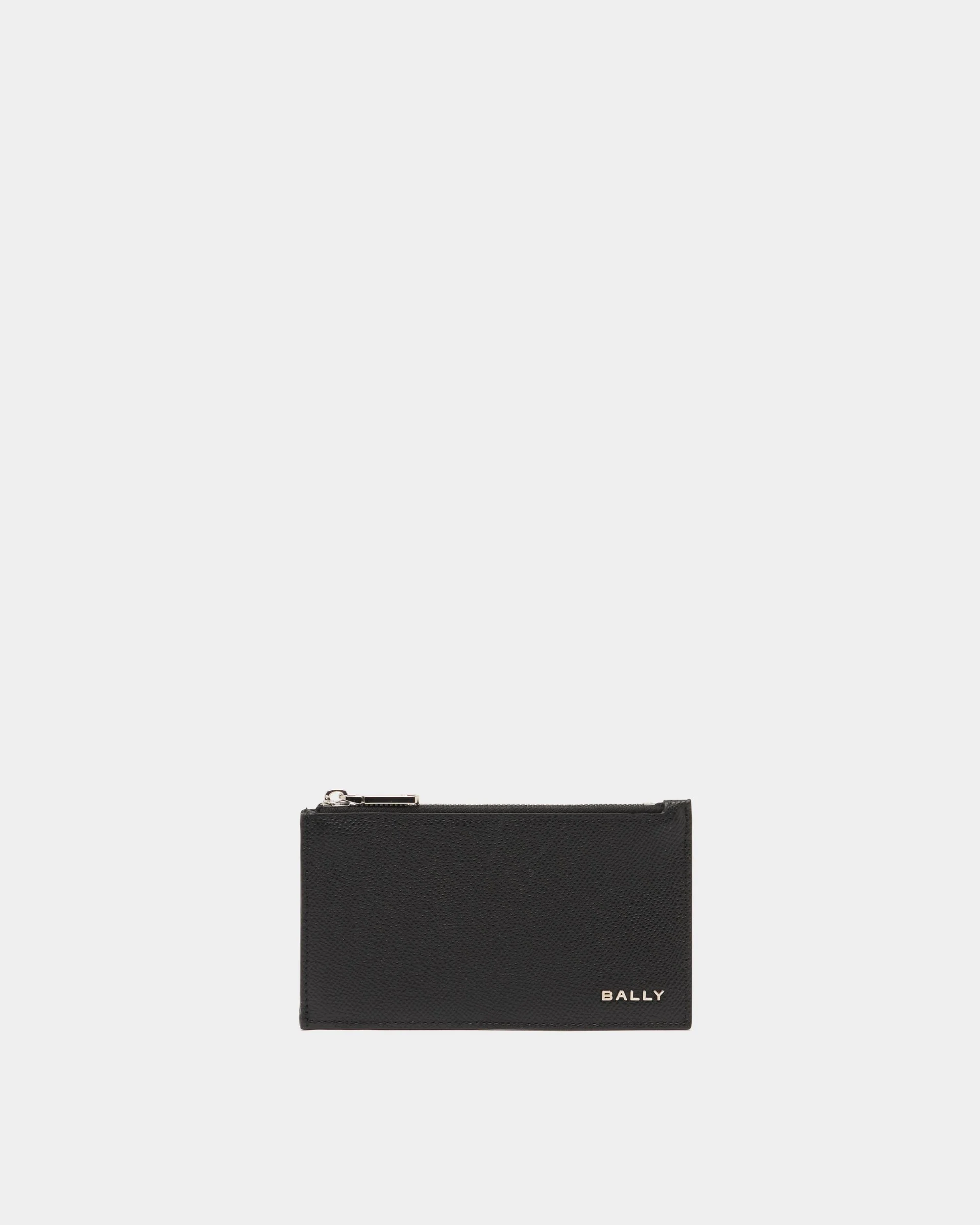 Bally Essential Card Holder in Black Grained Leather