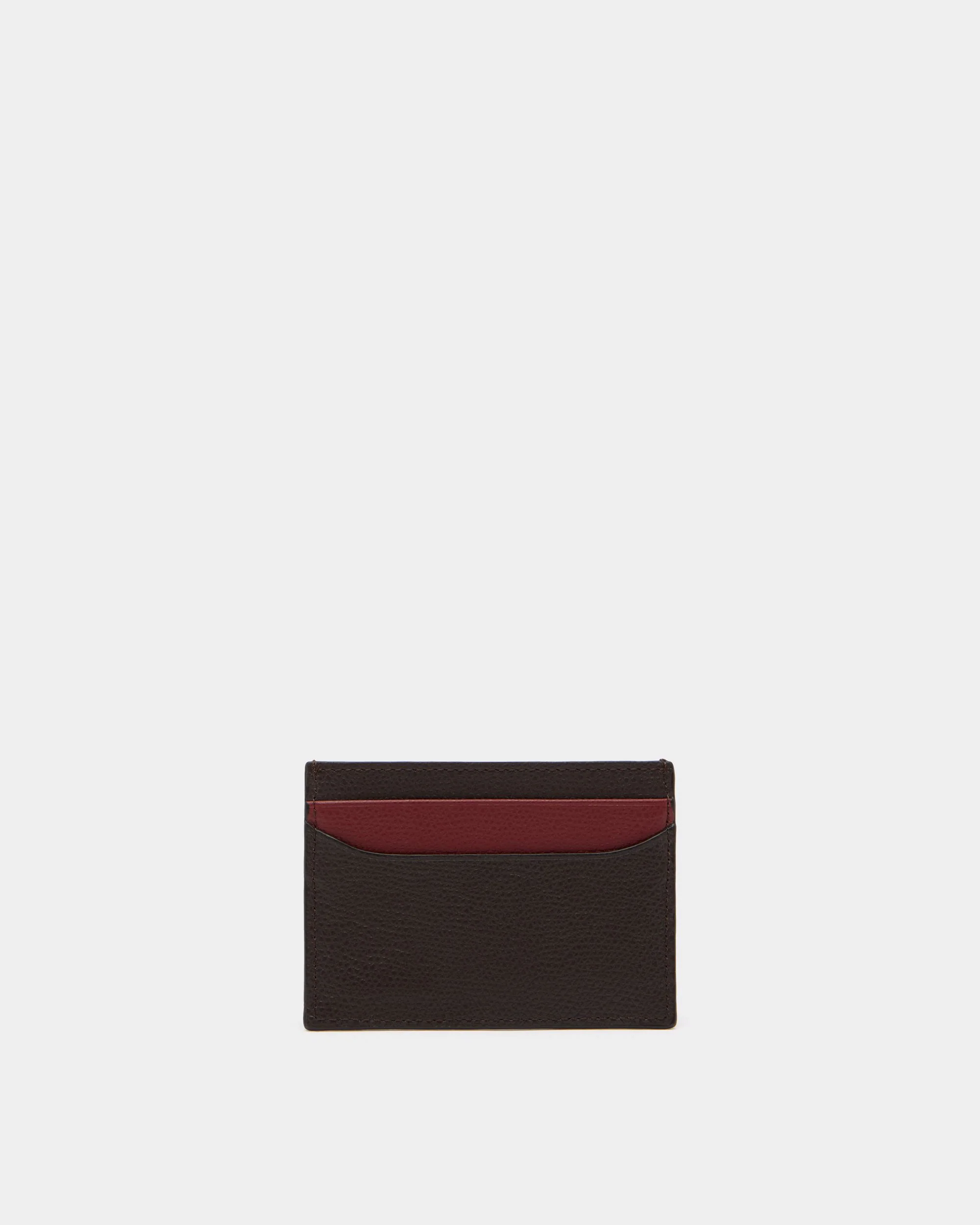 Bally Essential Card Holder in Ebano And Red Grained Leather - Image 2