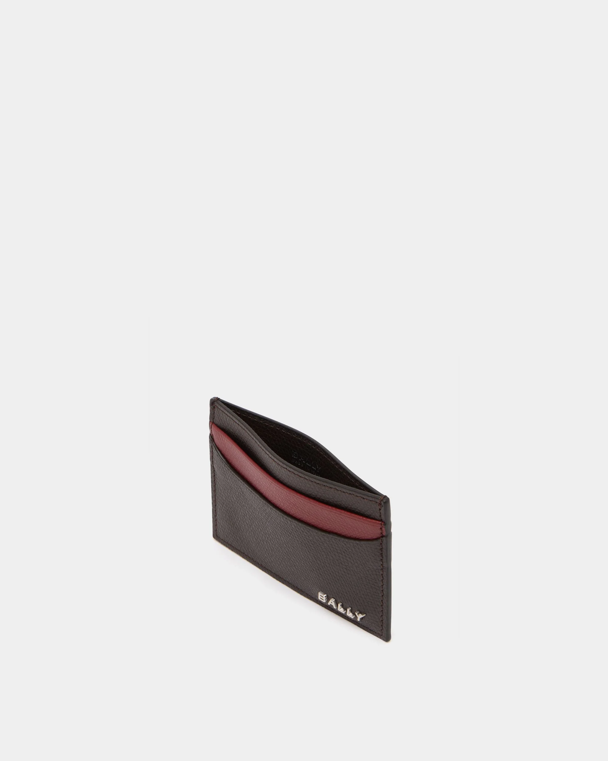 Bally Essential Card Holder in Ebano And Red Grained Leather - Image 3