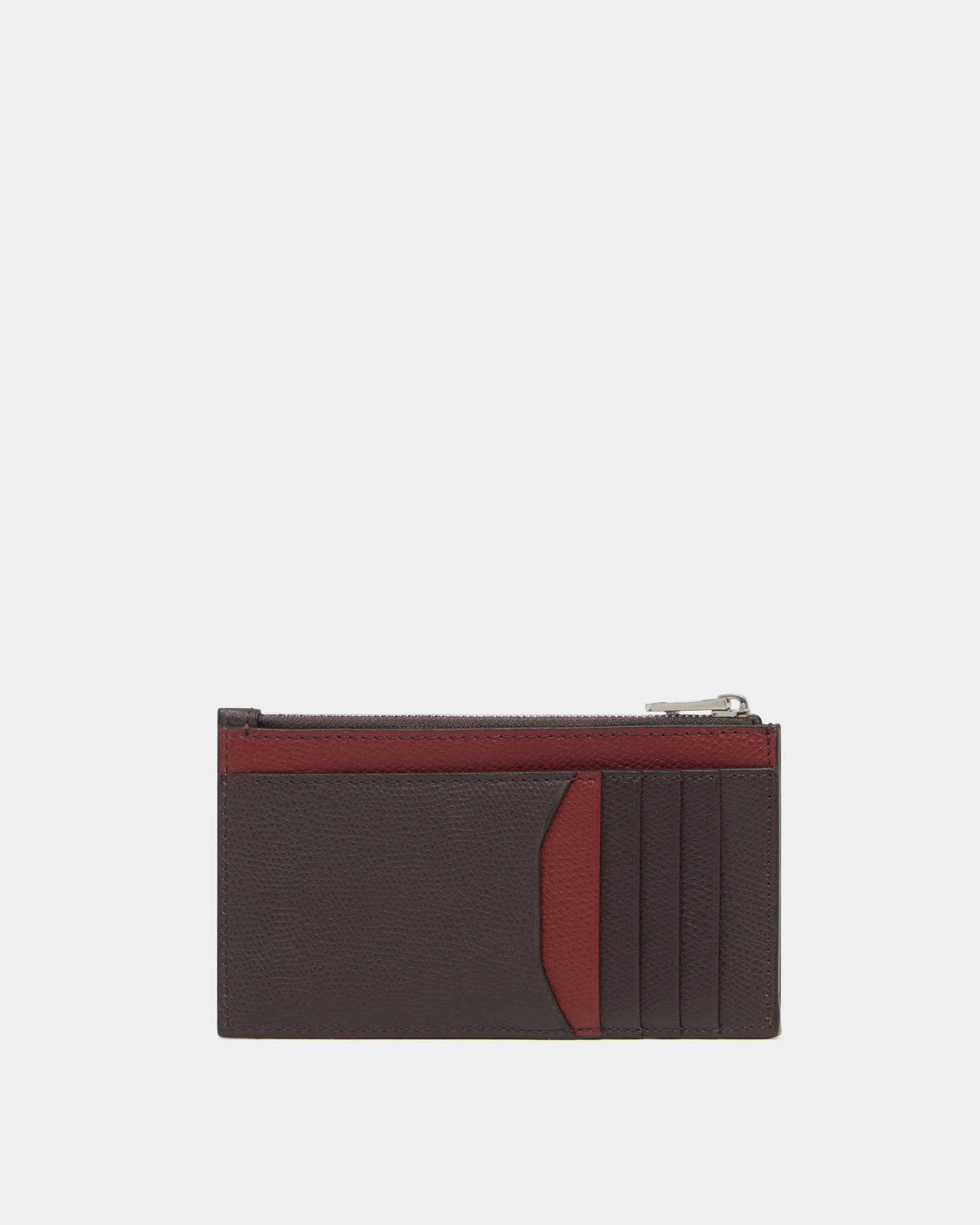 Bally Essential Card Holder in Ebano And Red Grained Leather - Image 2