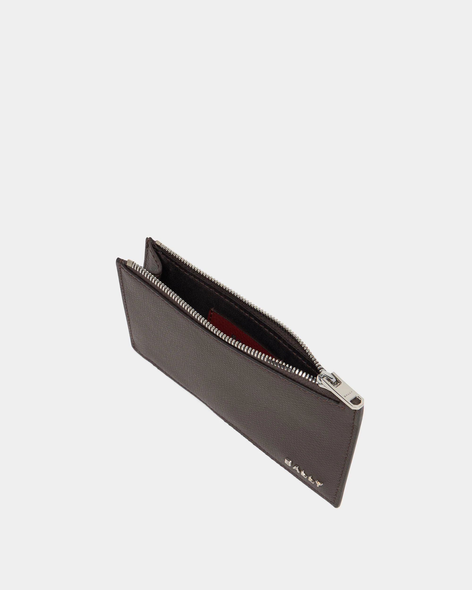 Bally Essential Card Holder in Ebano And Red Grained Leather - Image 3