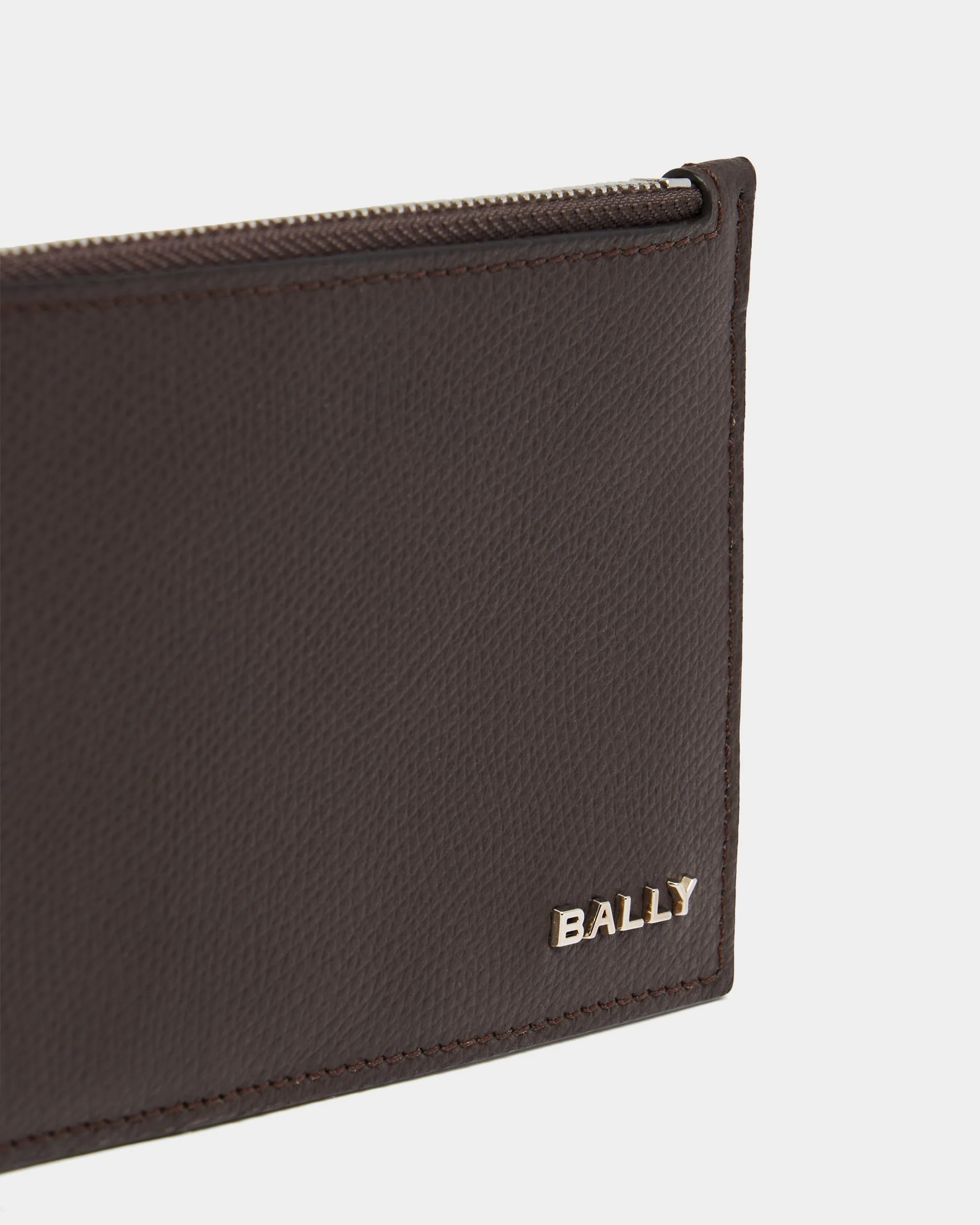Bally Essential Card Holder in Ebano And Red Grained Leather - Image 4