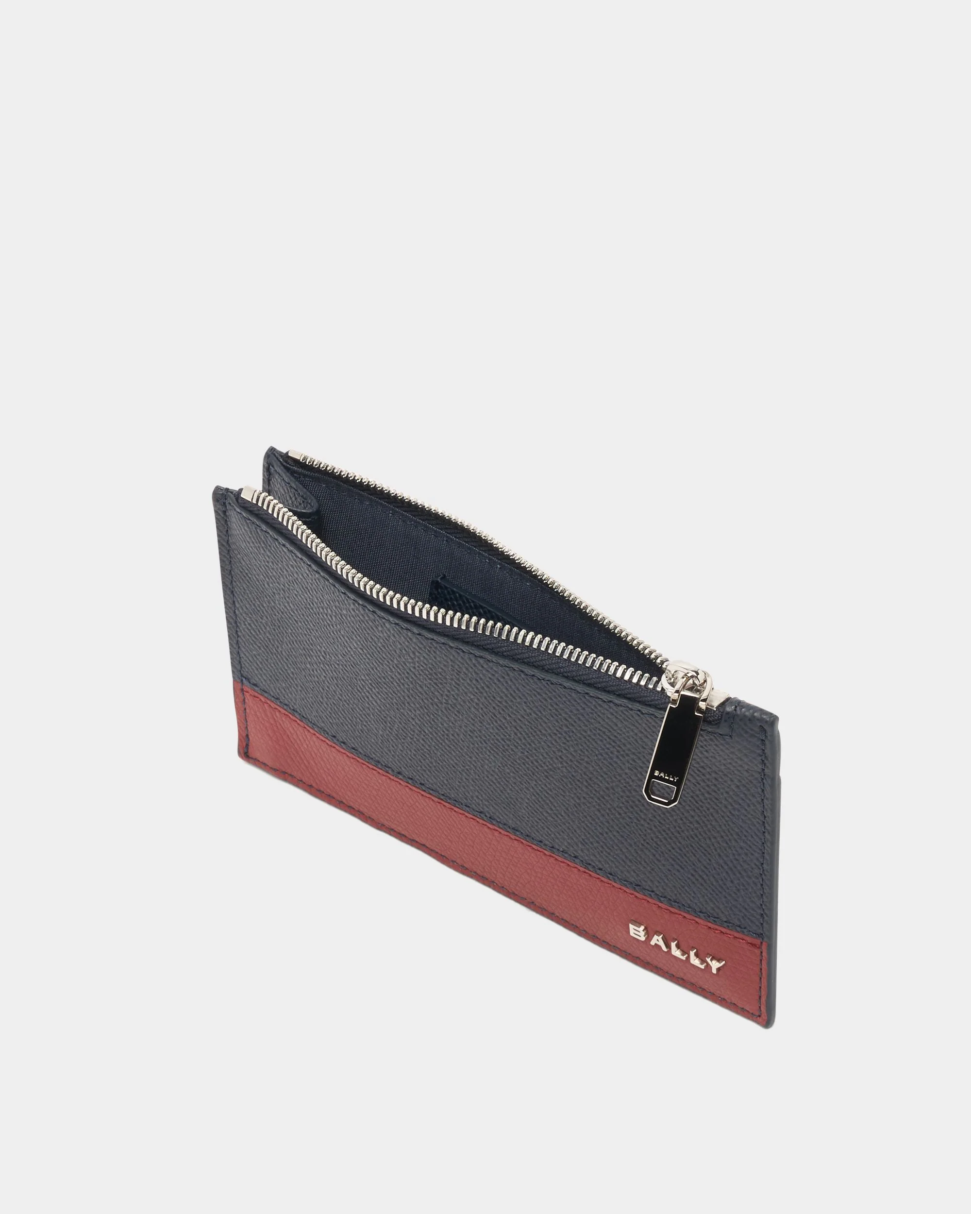 Bally Essential Card Holder in Navy Blue Grained Leather - Image 3