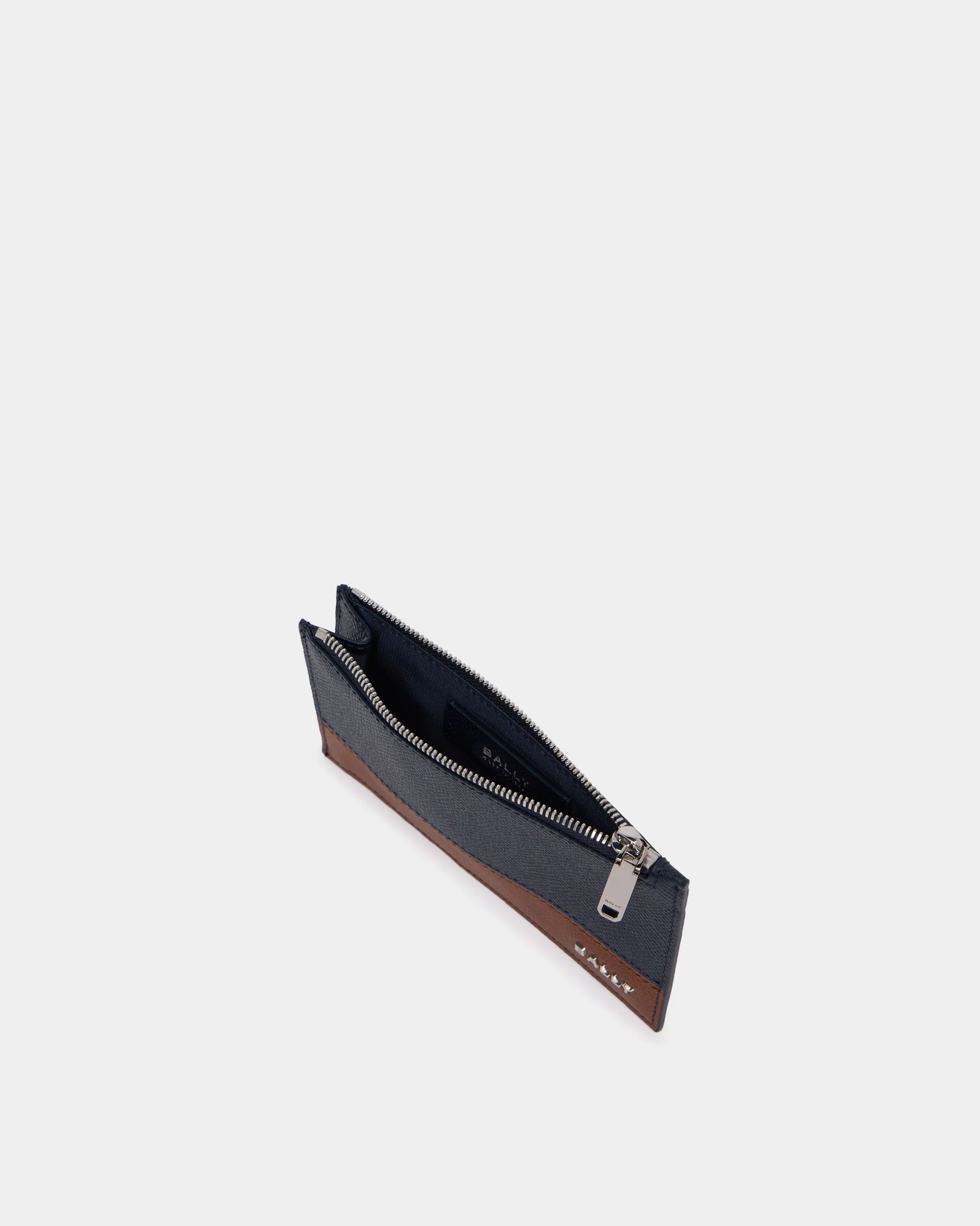 Bally Essential Card Holder in Navy Blue Grained Leather - Image 3