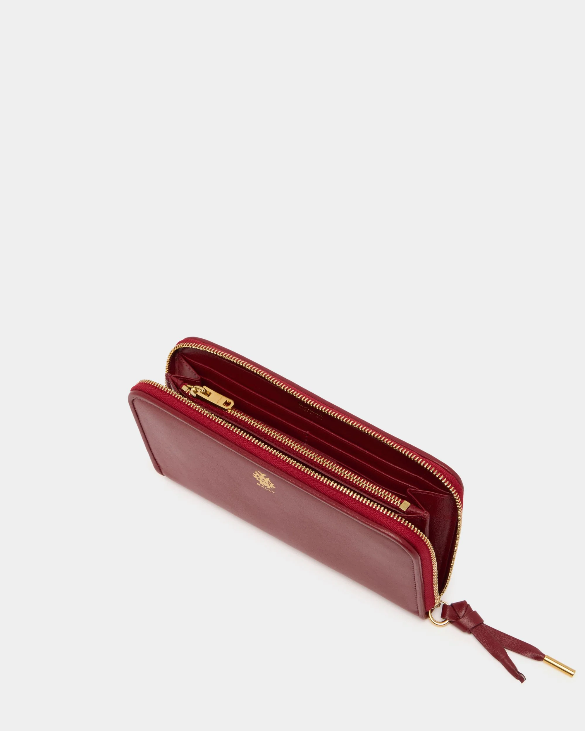 Bally Essential Long Wallet in Ruby Red Leather - Image 3