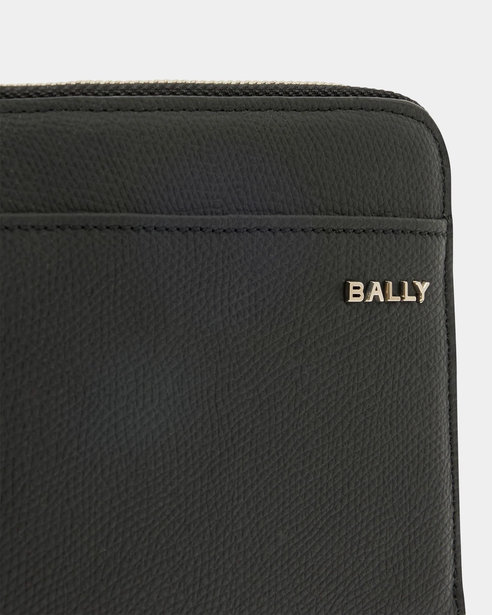 Bally Essential Zip Around Wallet in Black Grained Leather - Image 4