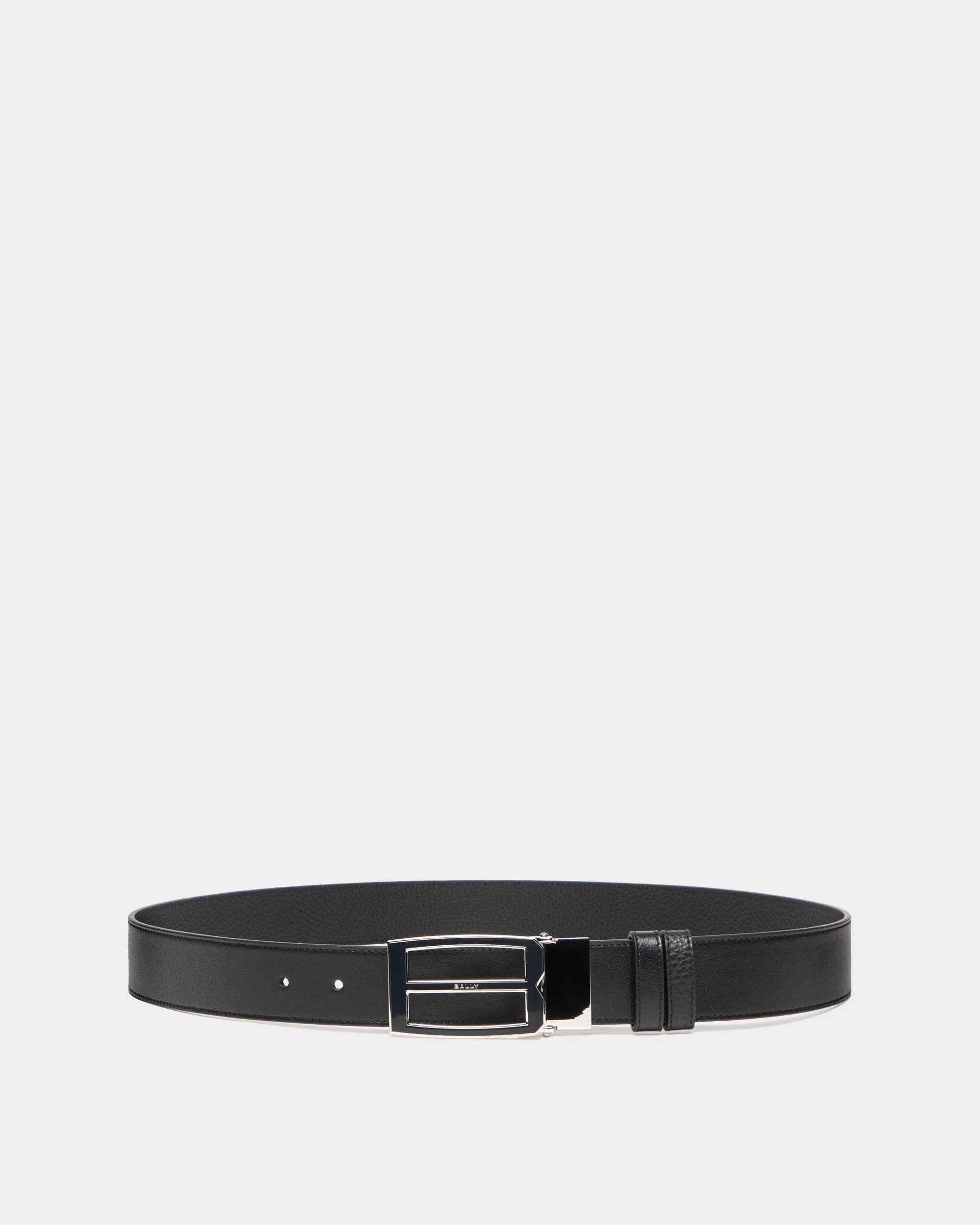 Bally Iconic Buckle Adjustable And Reversible Belt in Black Leather